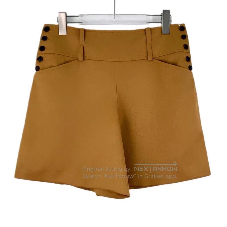 Hermes Hermes Brown Logo Buckle Decorated Wool High Waist Shorts Size 25" / US 0 / IT 36 - 1 Thumbnail