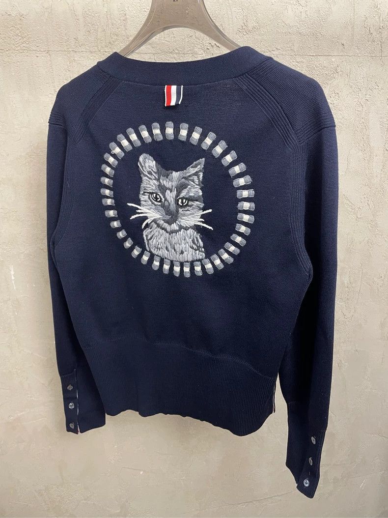 Thom Browne Thom browne Size 1 Dark blue embroidered kitten wool cardi Size S / US 4 / IT 40 - 4 Thumbnail