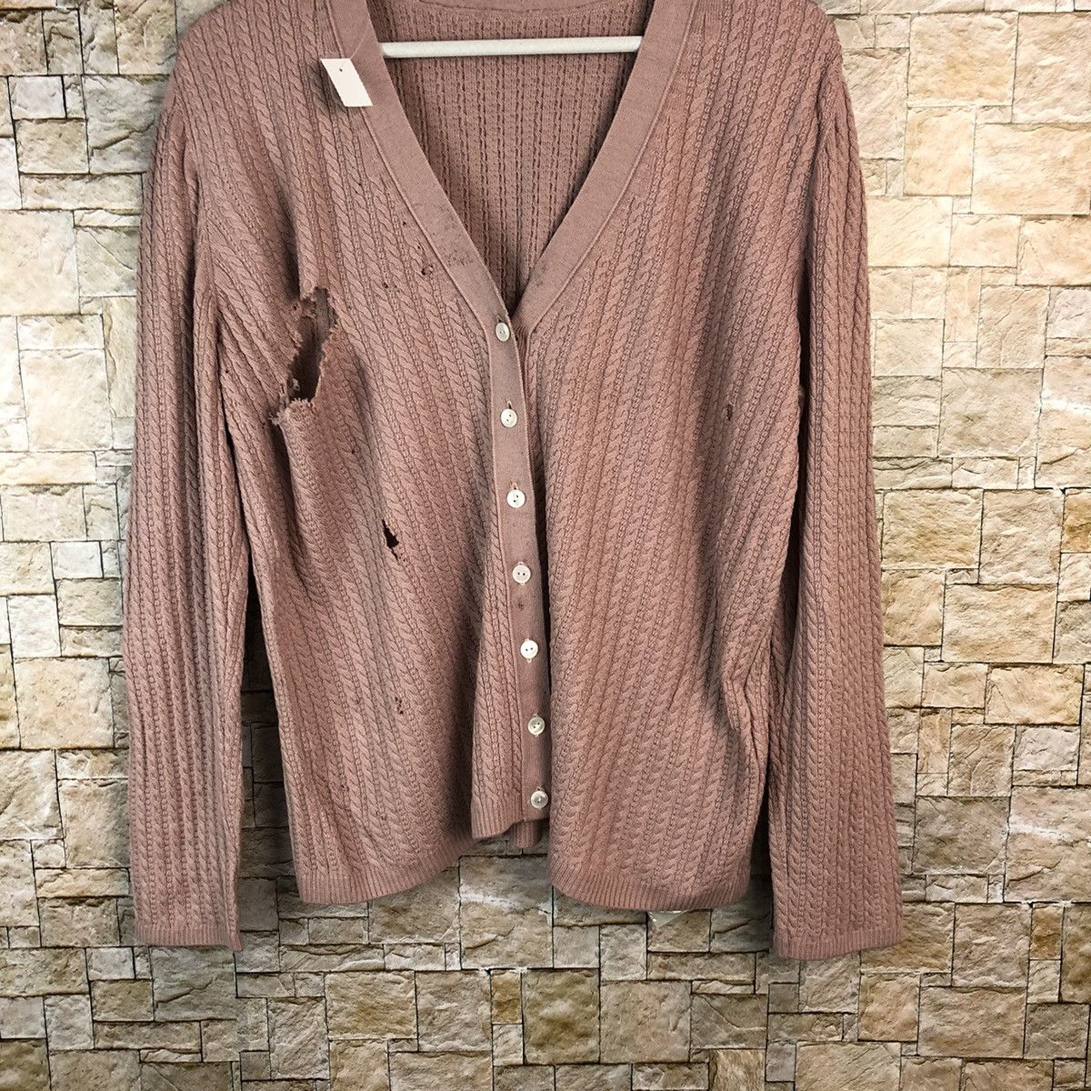 Homespun Knitwear × Japanese Brand Leilian Pink Cardigan ripped Knitwear #A1181 Size M / US 6-8 / IT 42-44 - 3 Thumbnail