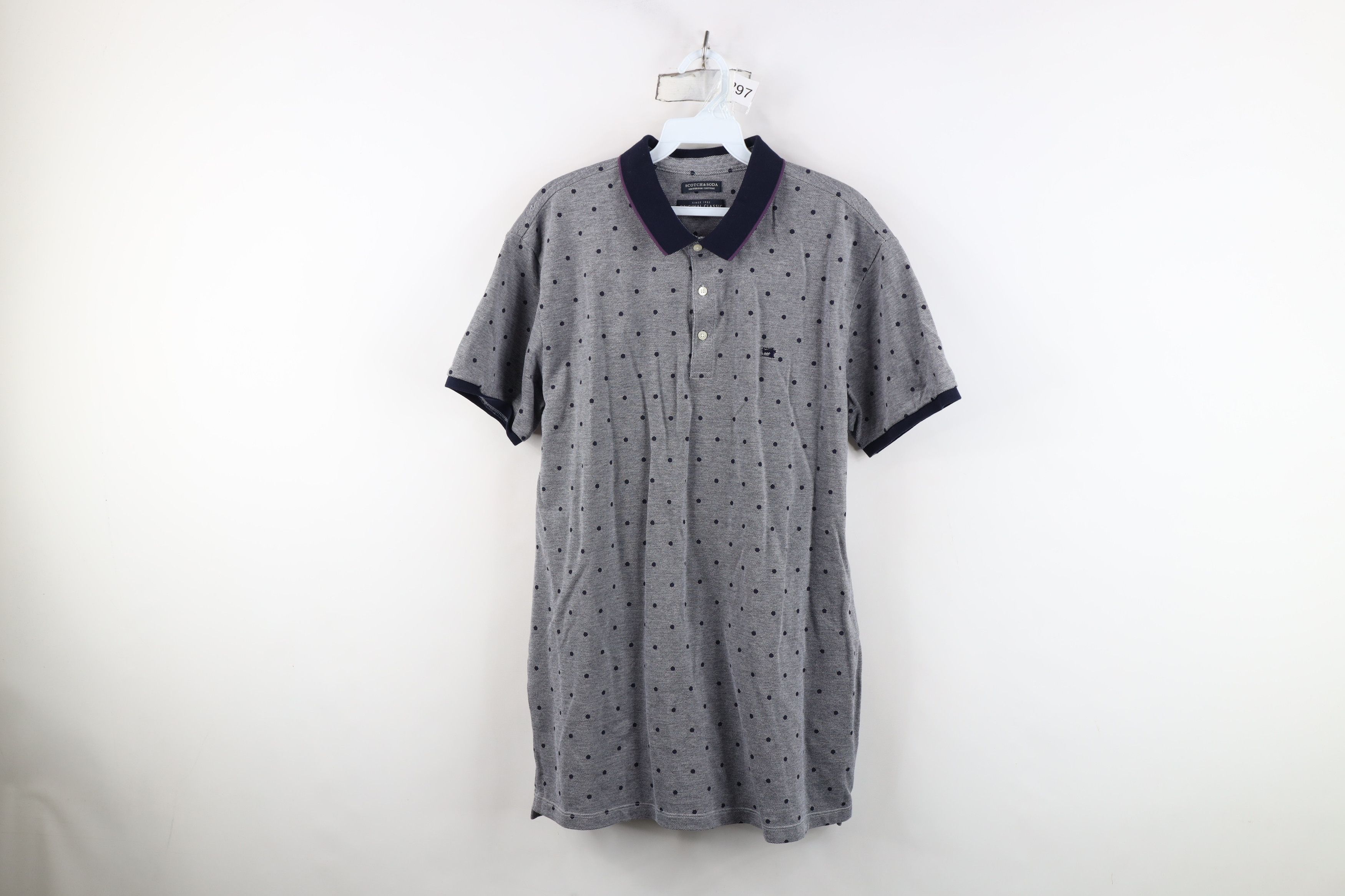 Scotch & Soda Scotch & Soda Classic Fit Polka Dot Collared Golf Polo Shirt Size US XL / EU 56 / 4 - 1 Thumbnail
