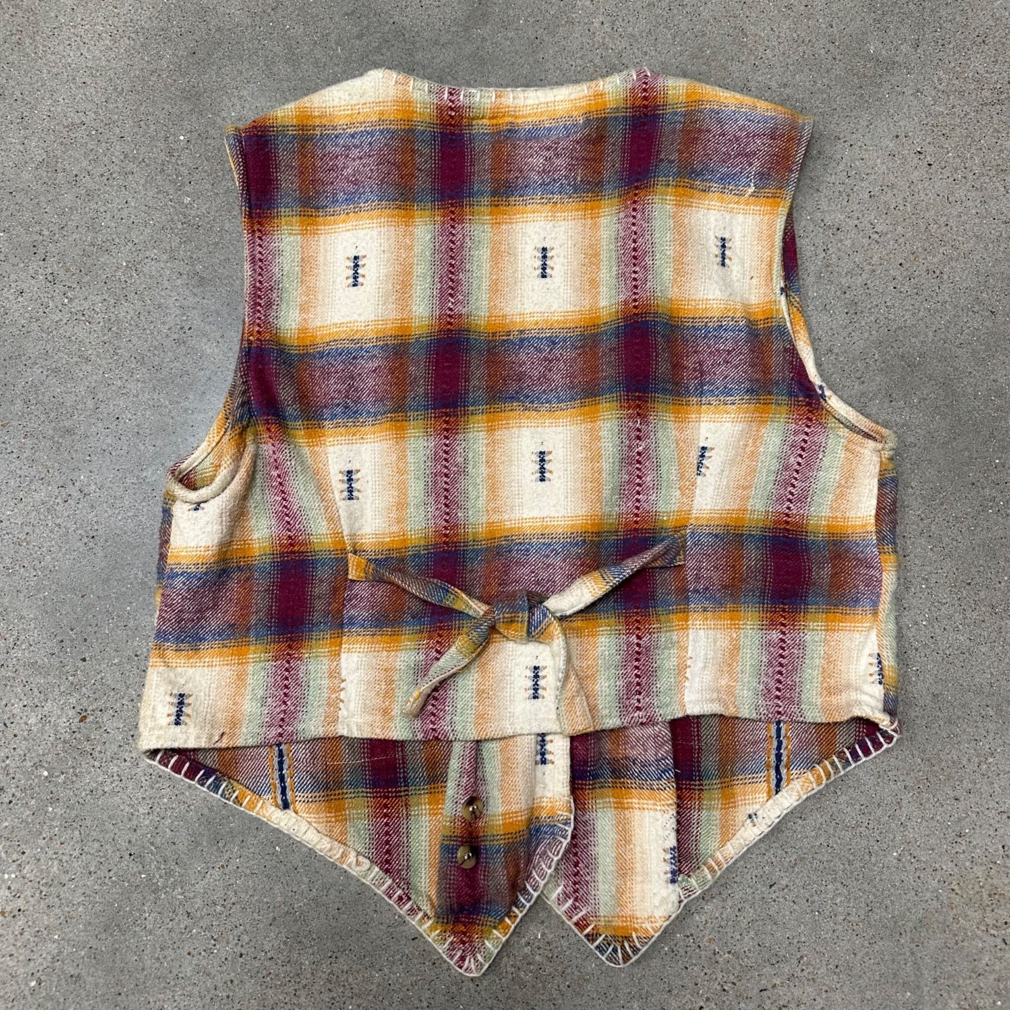 Vintage Vintage Kikomo Unique Patterned Plaid Vest Top Size M / US 6-8 / IT 42-44 - 3 Thumbnail