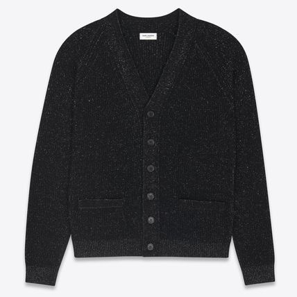 Saint Laurent Paris cardigan in lurex ribbed wool and cashmere Size US XS / EU 42 / 0 - 1 Thumbnail