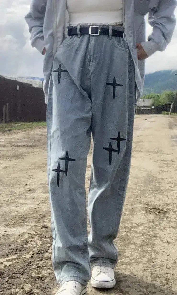 Japanese Brand Casual Loose Streetwear Cross Jeans Pants Trousers y2k Size US 32 / EU 48 - 3 Thumbnail