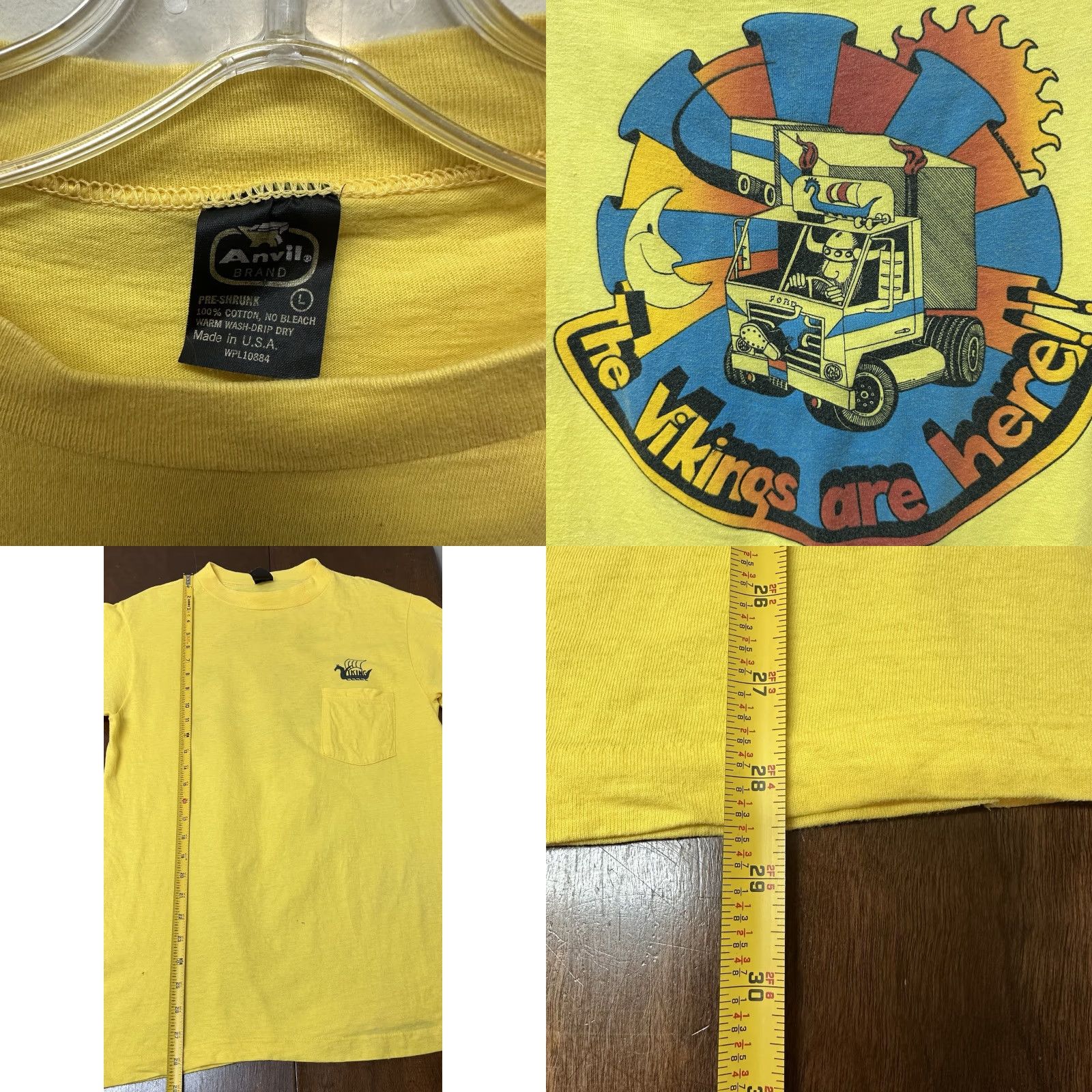 Anvil VINTAGE Anvil Vikings Ford Semi Graphic T-shirt Unisex Size L Yellow Single Stitch Made in USA Shirt Mens Women’s? Size US L / EU 52-54 / 3 - 8 Thumbnail