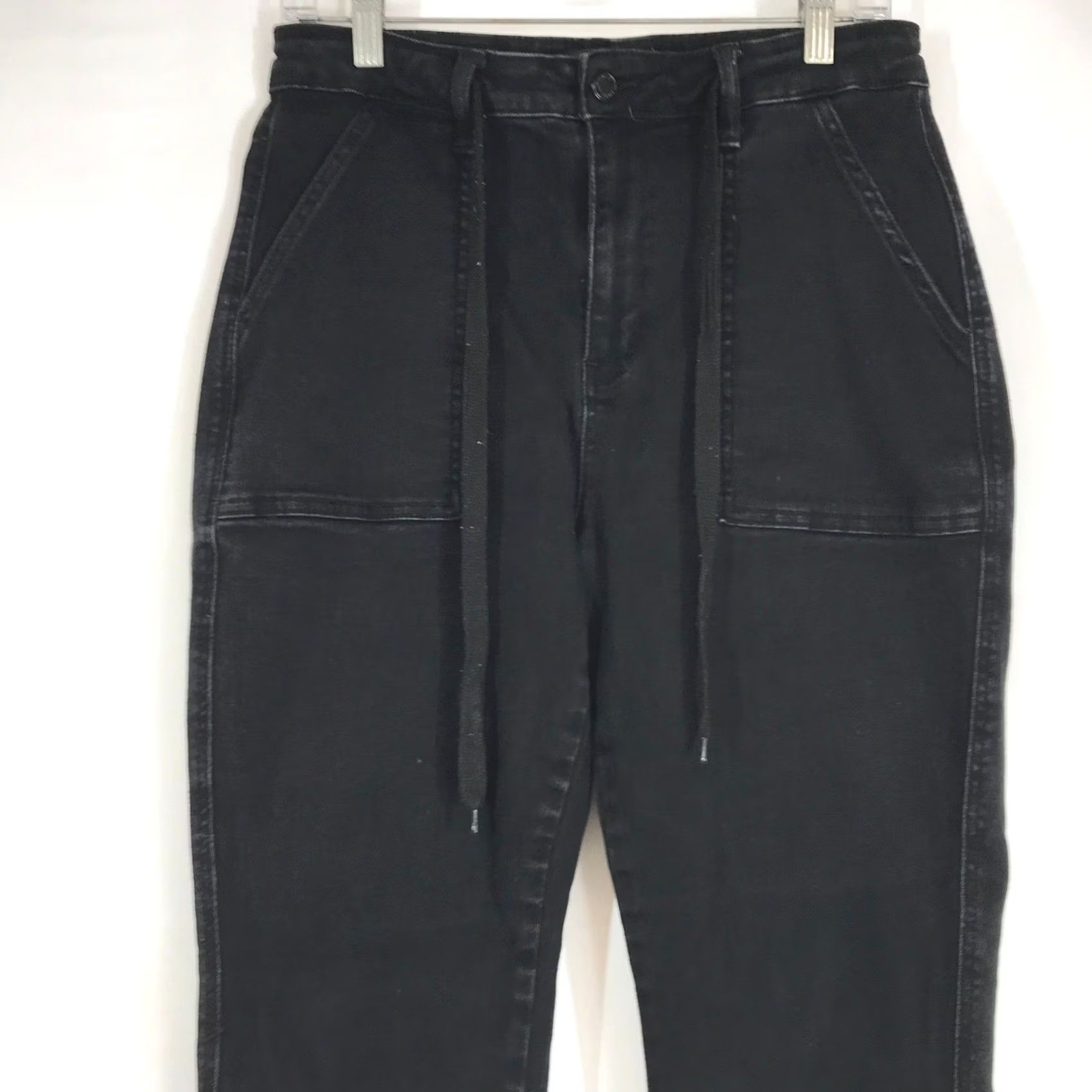 Vintage VINTAGE? No. Judy Blue High Rise Skinny Drawstring Utility Jeans Black 11/30 Womens Jeans Slim Stretch Size 32" / US 10 / IT 46 - 2 Thumbnail