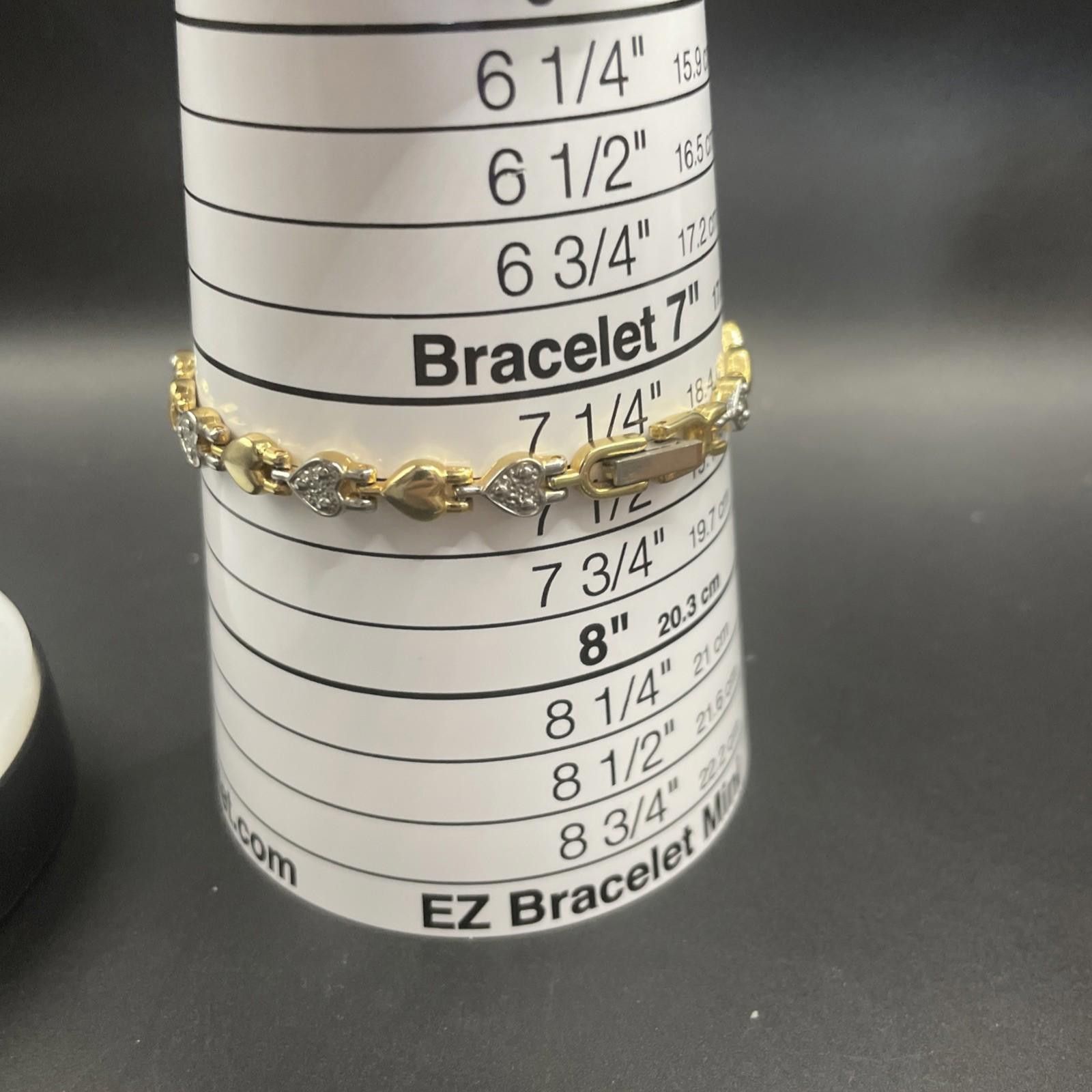 Unknown London Unmarked Gold & Silver Tone Heart Bracelet 6mm 7 1/4 Inches Size ONE SIZE - 7 Thumbnail