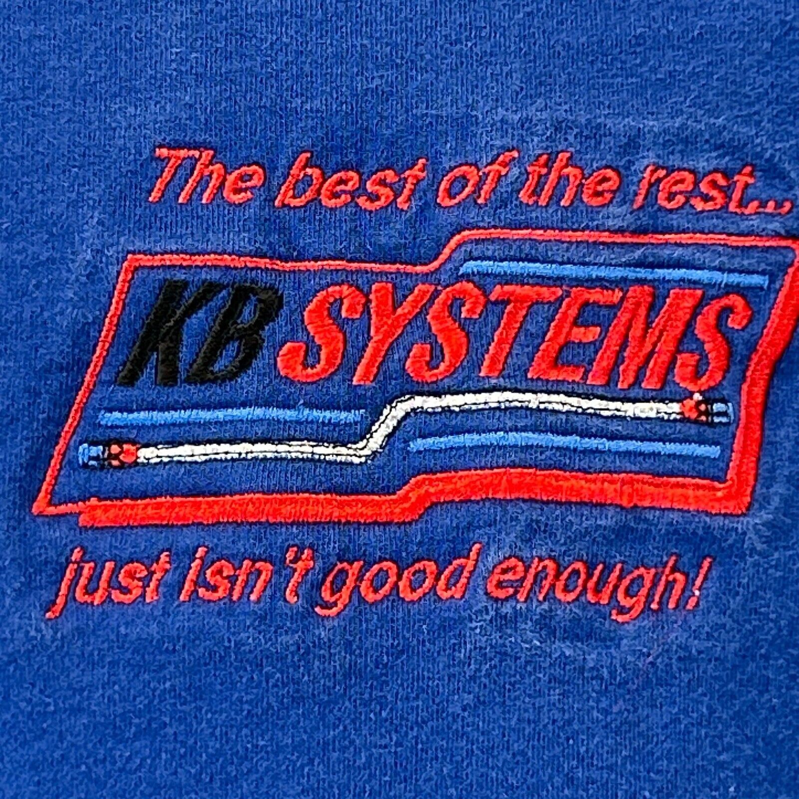 Jerzees Vintage 90s KB Systems T Shirt Drag Auto Racing Blue S Size US S / EU 44-46 / 1 - 6 Thumbnail