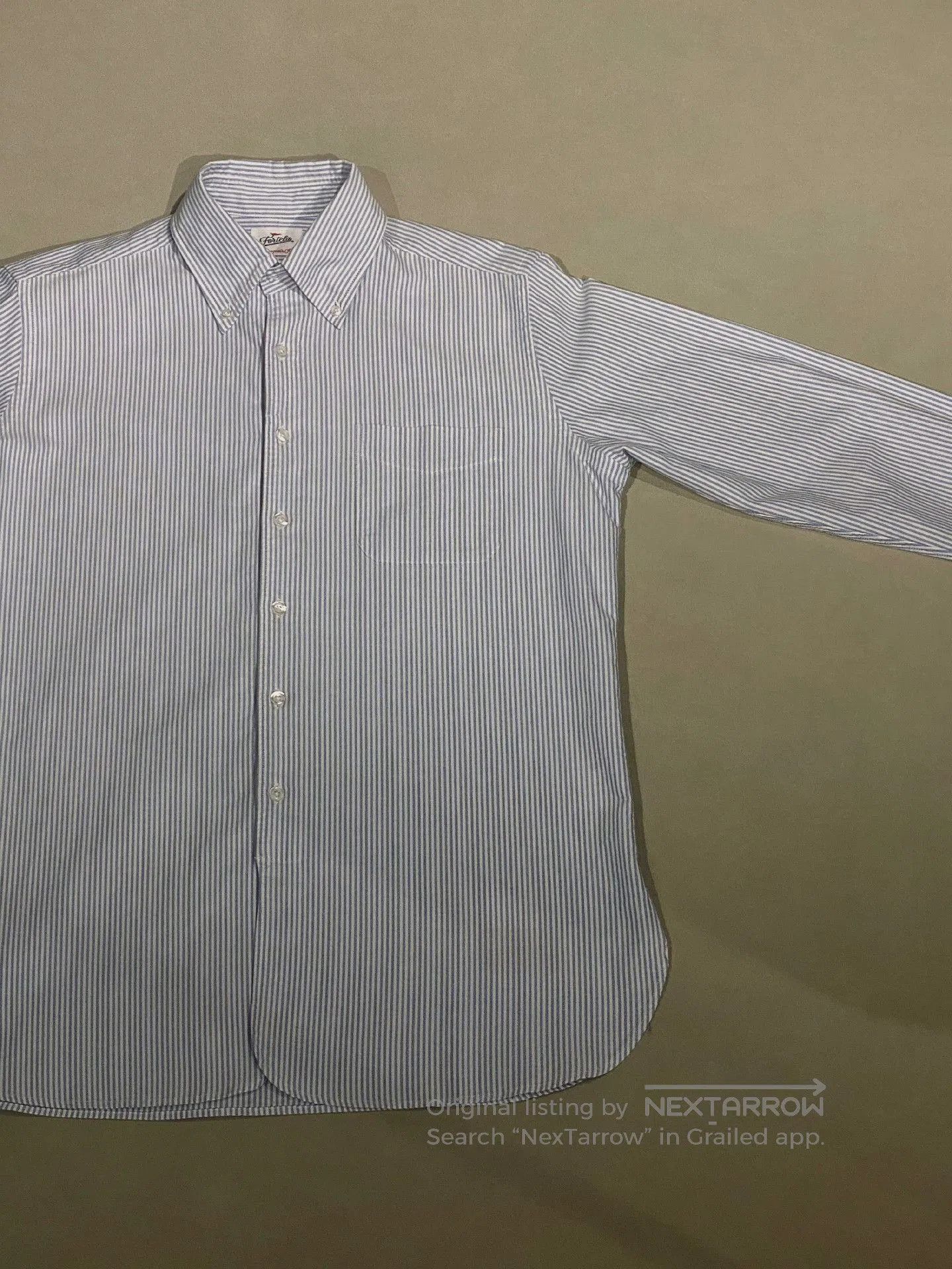 Fortela FORTELA Blue White Stripe Oxford Shirt. Size US M / EU 48-50 / 2 - 5 Thumbnail
