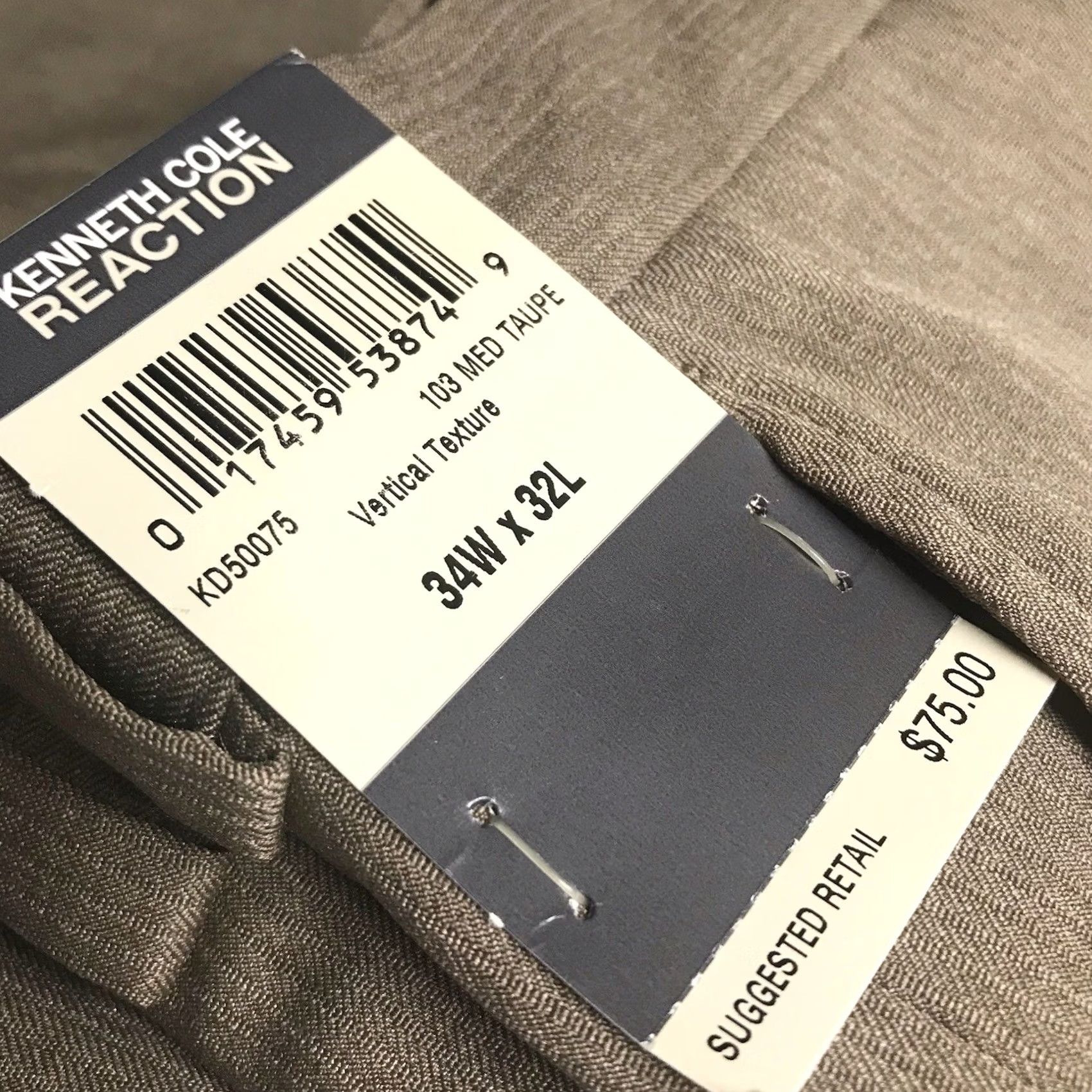 Kenneth Cole Kenneth Cole Reaction Men Taupe Vertical Texture Modern-Fit Dress Pants 34x32 Size US 34 / EU 50 - 2 Thumbnail