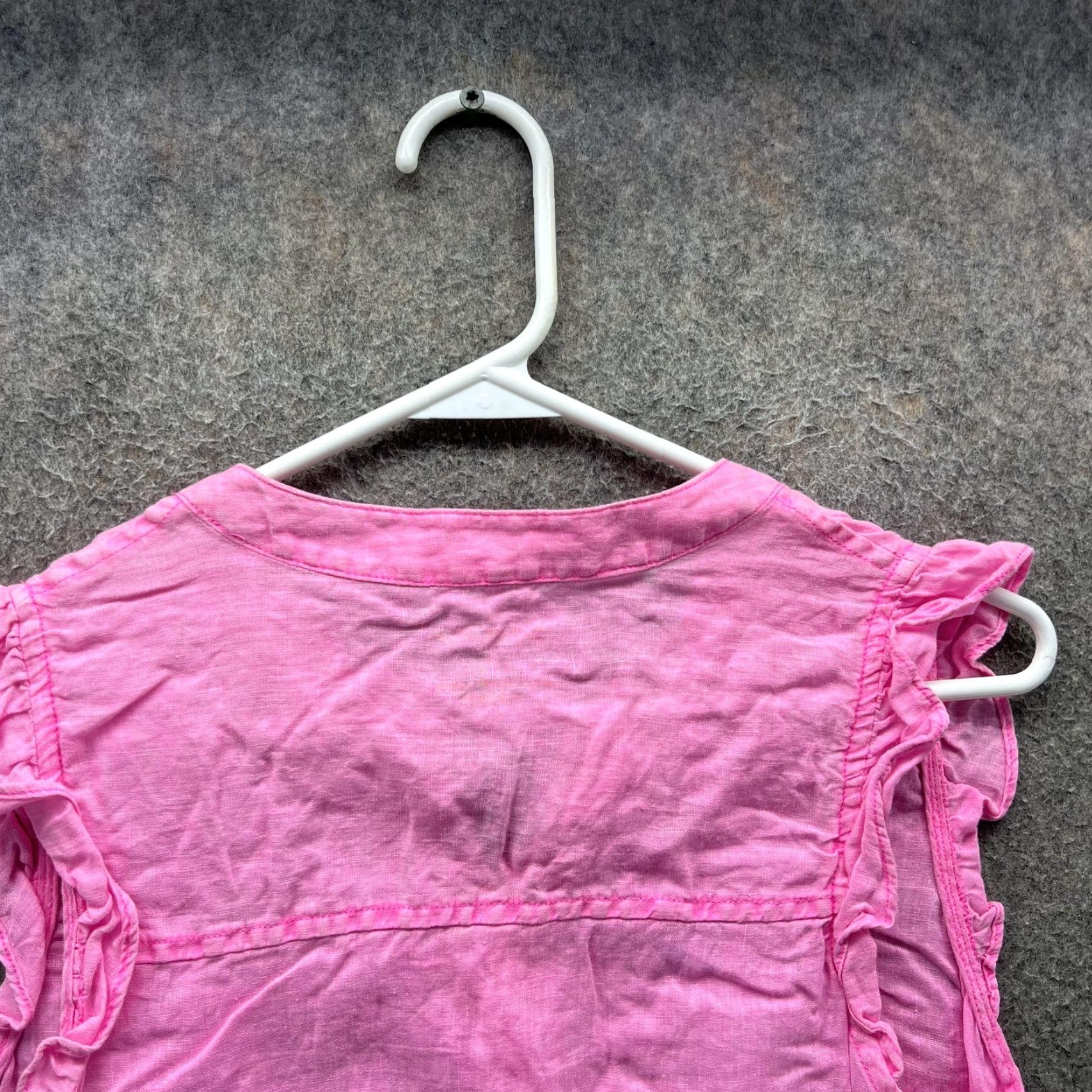 Lilly Pulitzer VINTAGE Lilly Pulitzer Blouse Womens Small Pink Ruffle Flutter Sleeve Button Front Top Size S / US 4 / IT 40 - 6 Thumbnail