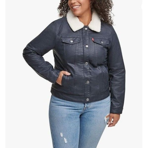 Levi's Levis Womens Faux Leather Jacket With Sherpa Lining Button F Size M / US 6-8 / IT 42-44 - 1 Thumbnail