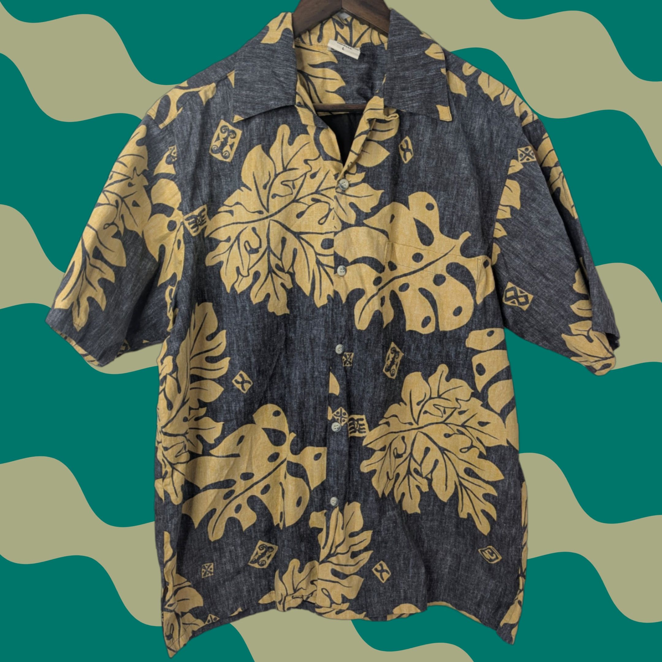 Vivobarefoot VTG Go Barefoot Shirt Mens Large Yellow Palm Reverse Hawaiian Aloha Collar Button-Up Short Sleeve Floral Pattern Made In Hawaii Tropical Vintage: No Size US L / EU 52-54 / 3 - 1 Thumbnail