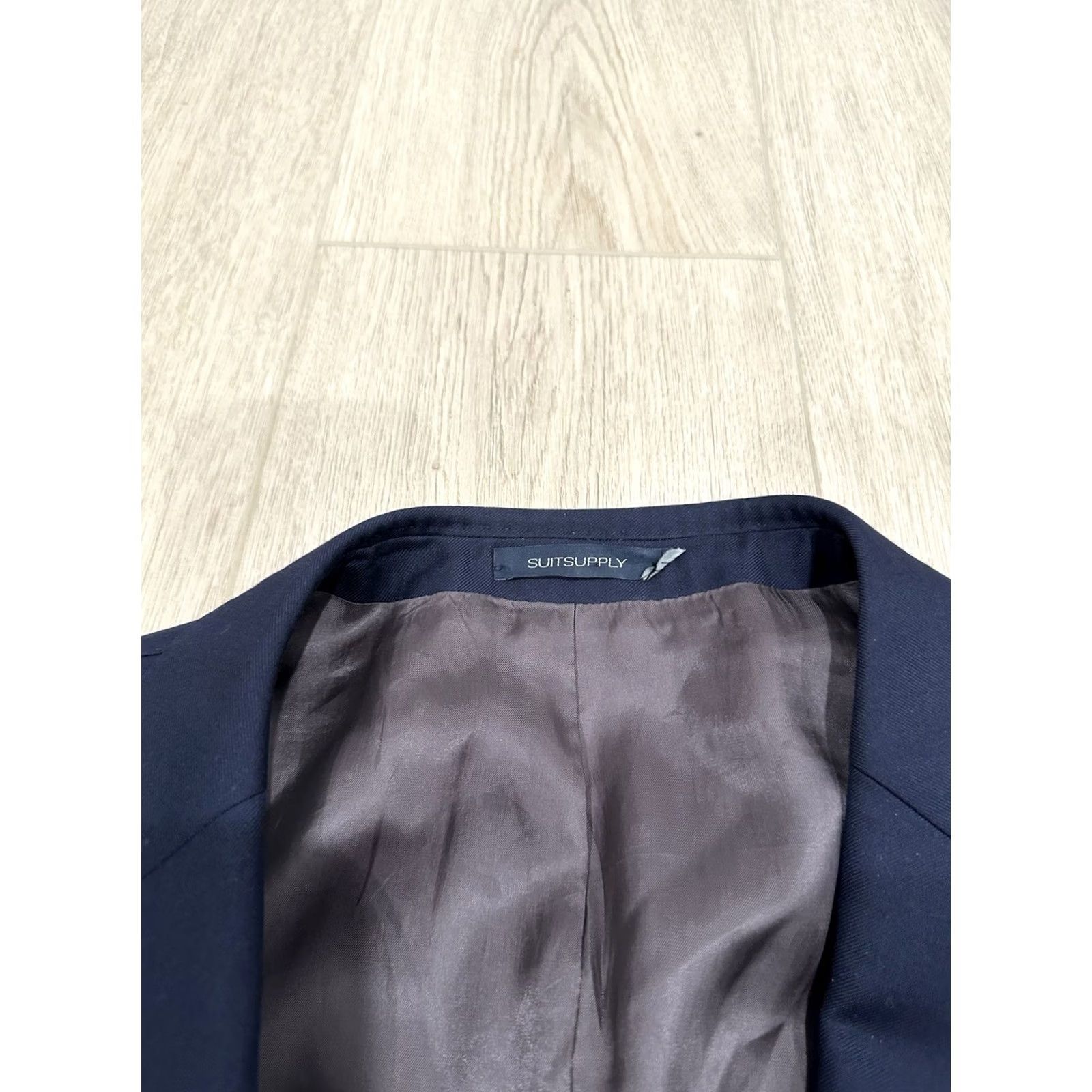Apolis VINTAGE Napoli Blazer Men 50 Navy Blue Solid Notch 2-Button 4-Button Sleeve Wool Blazer Size 50R - 5 Thumbnail