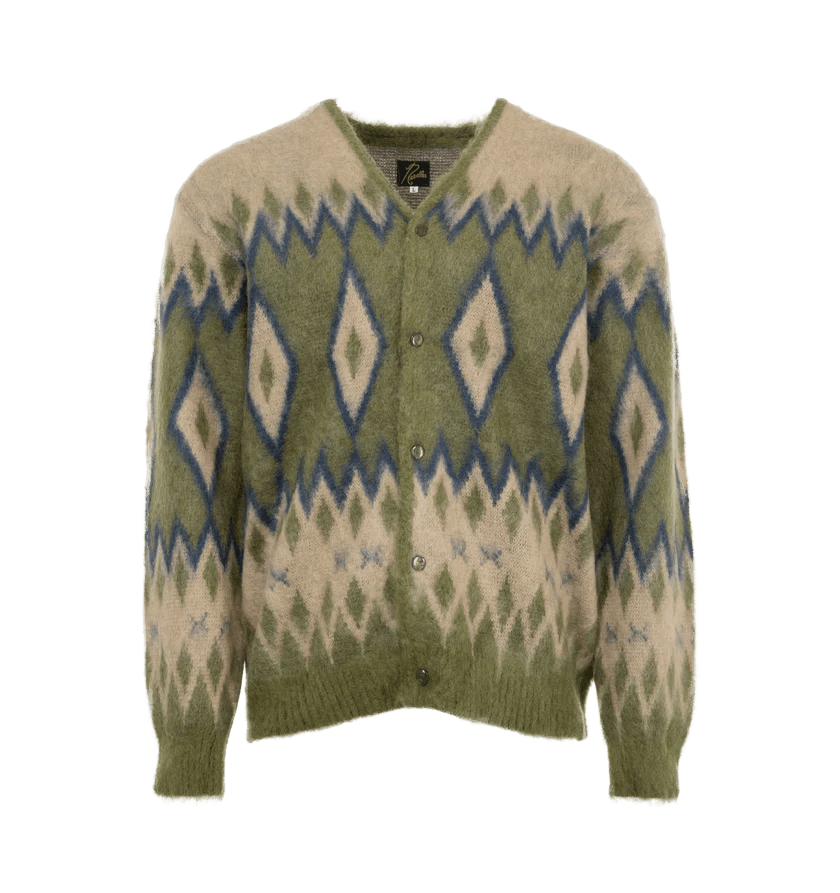 Needles o1h1sh10525 Mohair Diamond Cardigan in Green Size US XL / EU 56 / 4 - 1 Thumbnail