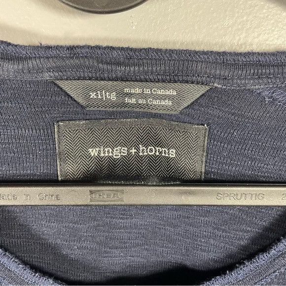 Wings + Horns Wings + Horns Classic Navy Blue Long Sleeve Henley Size US XL / EU 56 / 4 - 3 Thumbnail