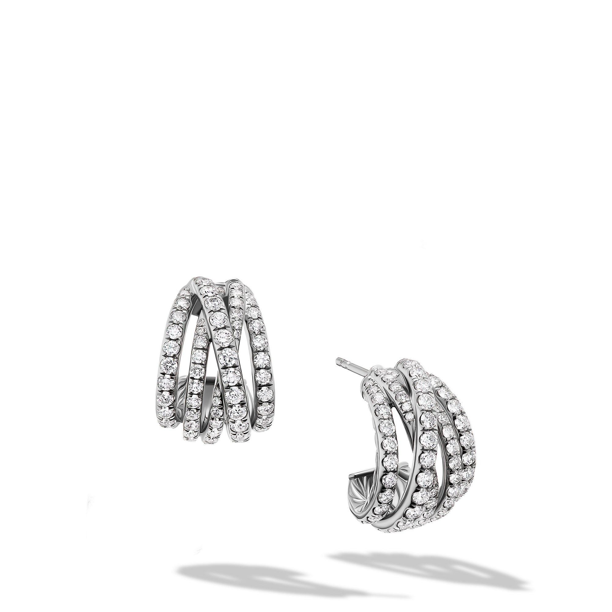 David Yurman o1w1db10325 Earrings in 18K White Gold with Diamonds 15.8mm Size ONE SIZE - 1 Thumbnail