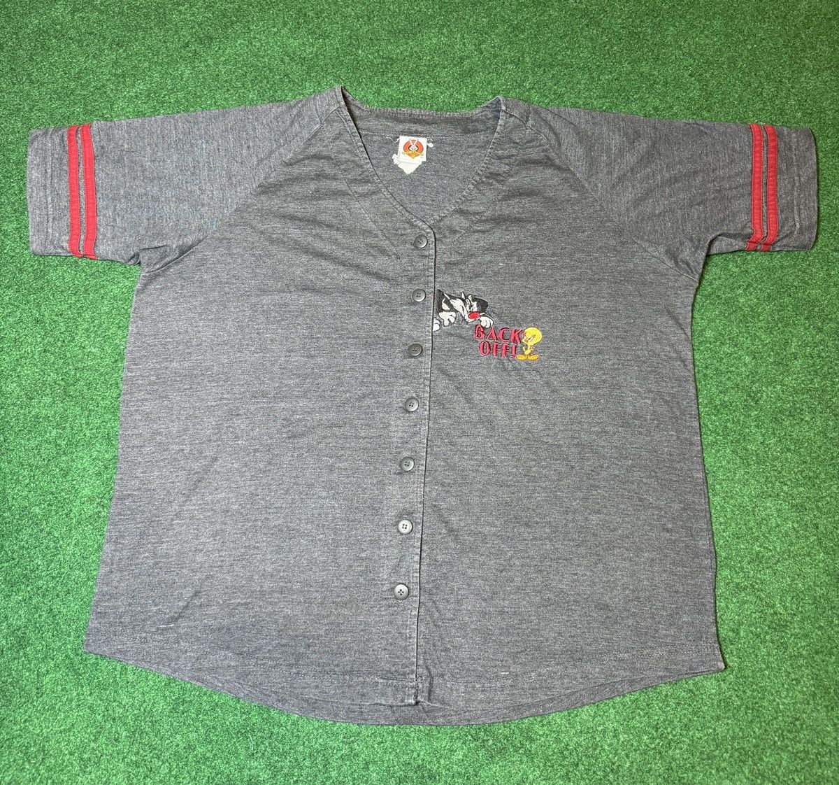 Vintage × Warner Bros Vintage 90s Y2K Looney Tunes Back Off Medium Baseball Jersey Size US M / EU 48-50 / 2 - 1 Thumbnail