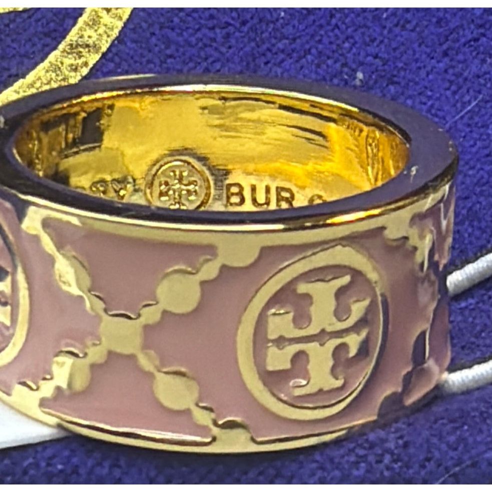Tory Burch Tory Burch T Monogram Enamel Ring Brown Enamel Sz 7 Signed Size ONE SIZE - 2 Thumbnail
