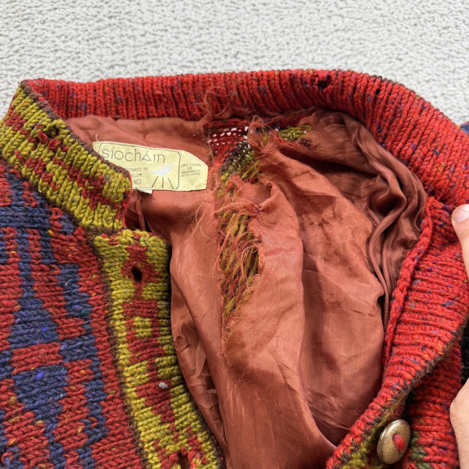 Vintage Irish Wool Cardigan Síocháin Handloomed Co Sweater