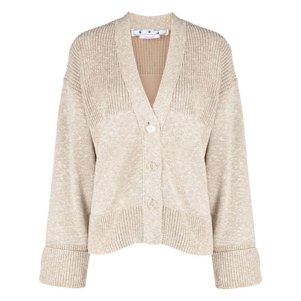 Off-White o1gr1nt1124 Diag Languid Cardigan in Sand Size XS / US 0-2 / IT 36-38 - 1 Thumbnail