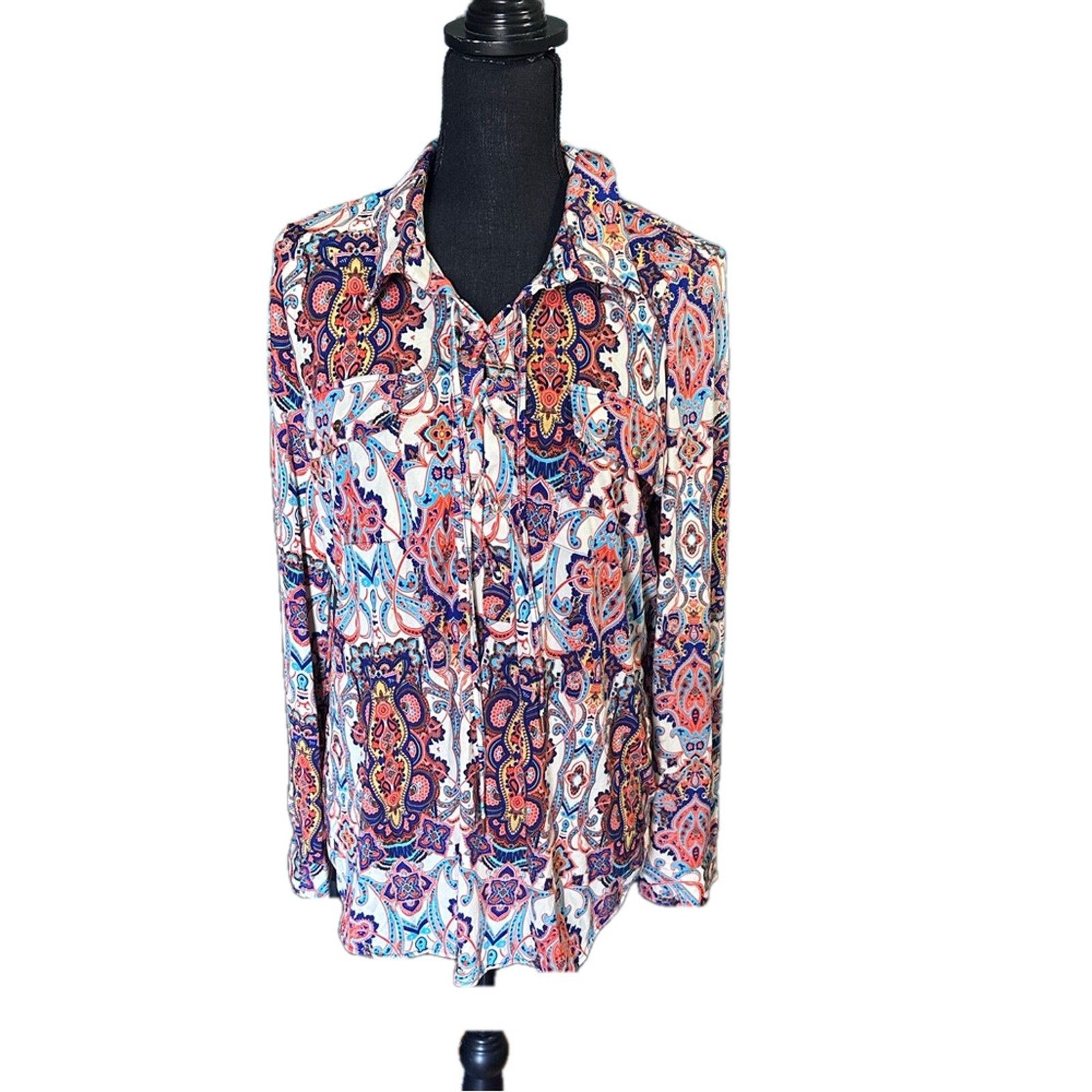 Bcbgmaxazria BCBG Maxazria Bright Paisley Blouse Size L / US 10 / IT 46 - 1 Thumbnail