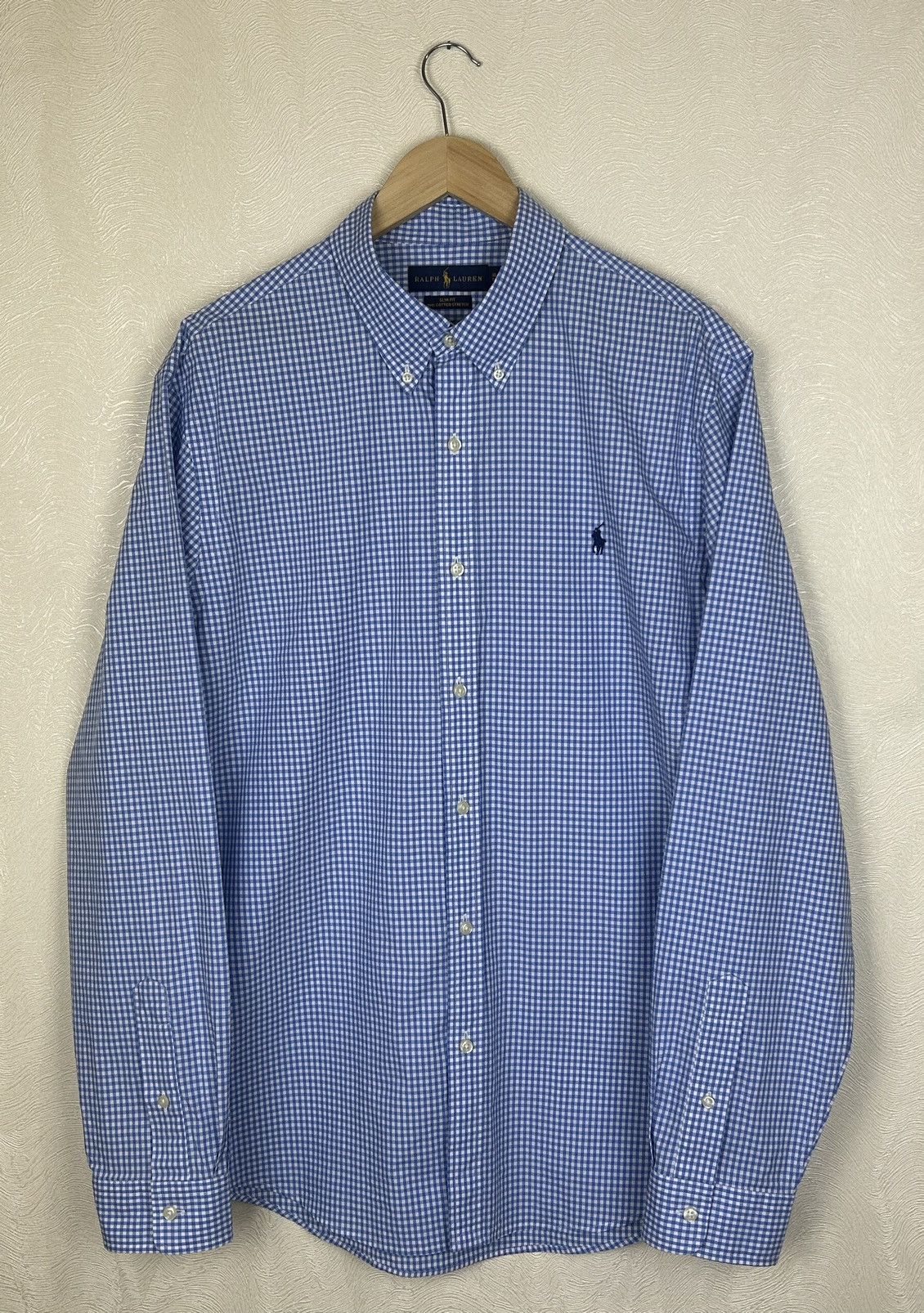 Polo Ralph Lauren Polo Ralph Lauren Blue Check Slim Fit Stretch Shirt Sz XL Size US XL / EU 56 / 4 - 1 Thumbnail