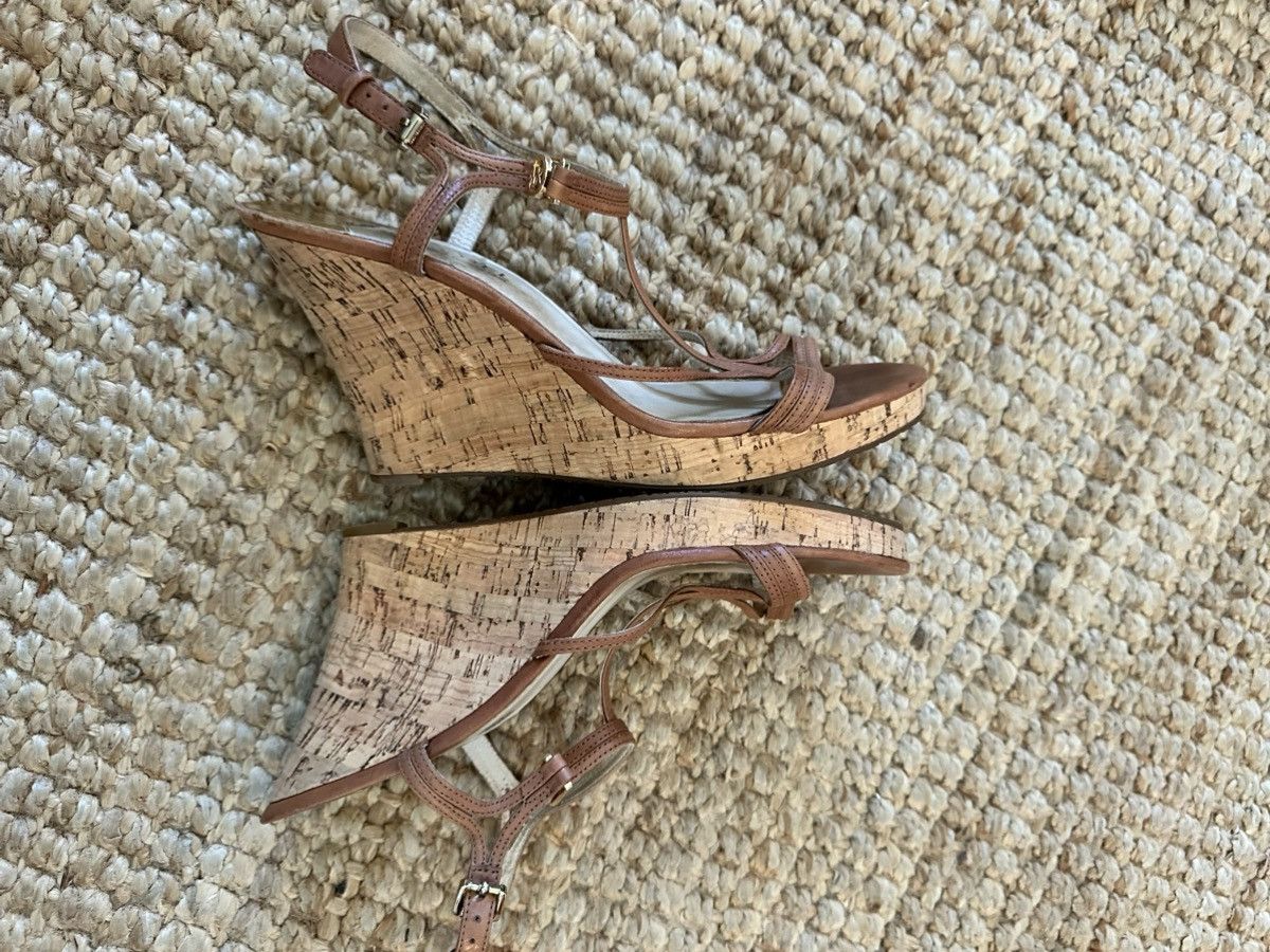 Michael Kors MICHAEL KORS CICELY GOLD MK CHARM TAN STRAPPY CORK WEDGES Size US 9.5 / IT 39.5 - 4 Thumbnail
