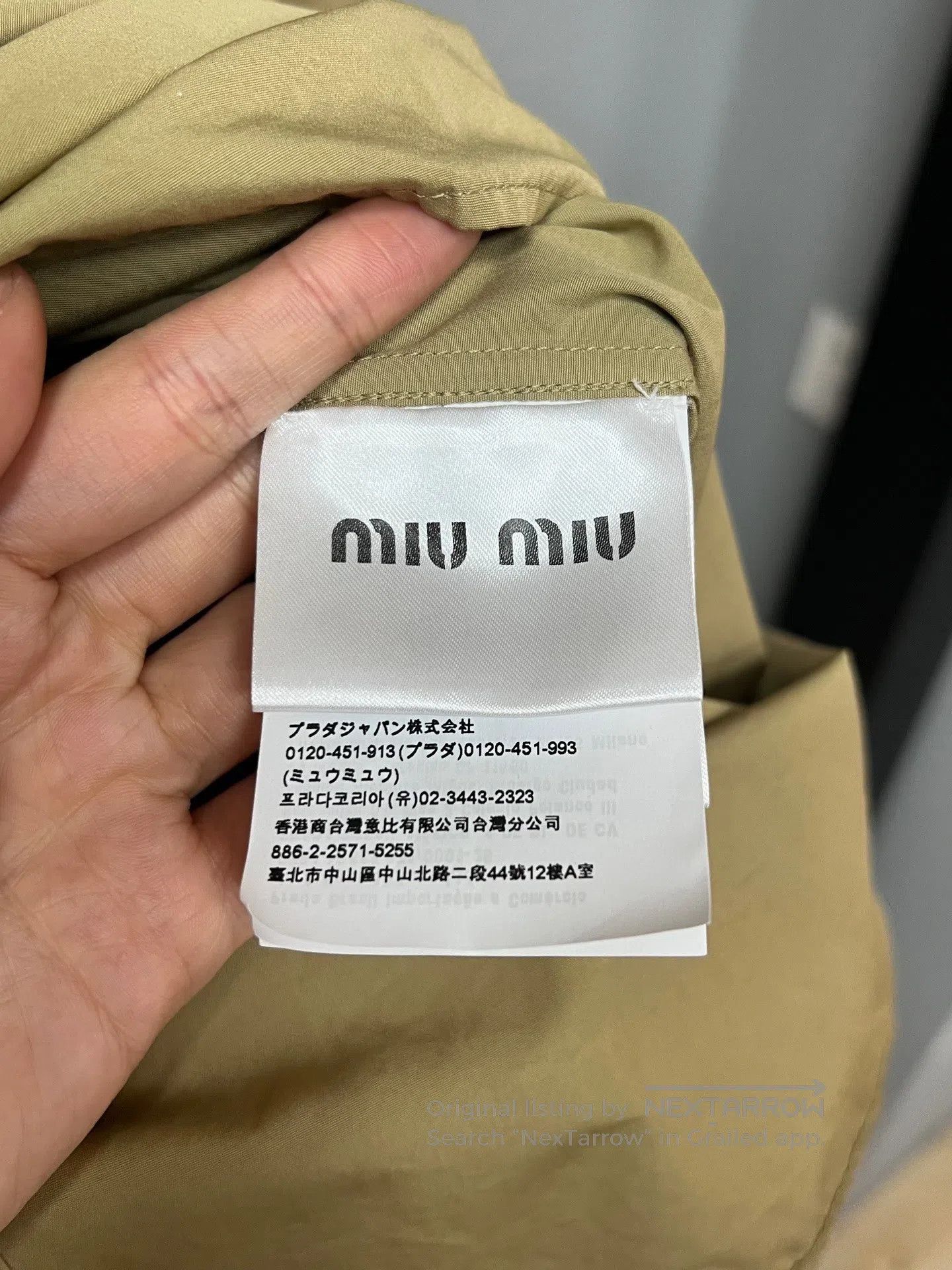 Miu Miu Miu Miu Khaki Slogan Long Shirt| Size XS / US 0-2 / IT 36-38 - 4 Thumbnail