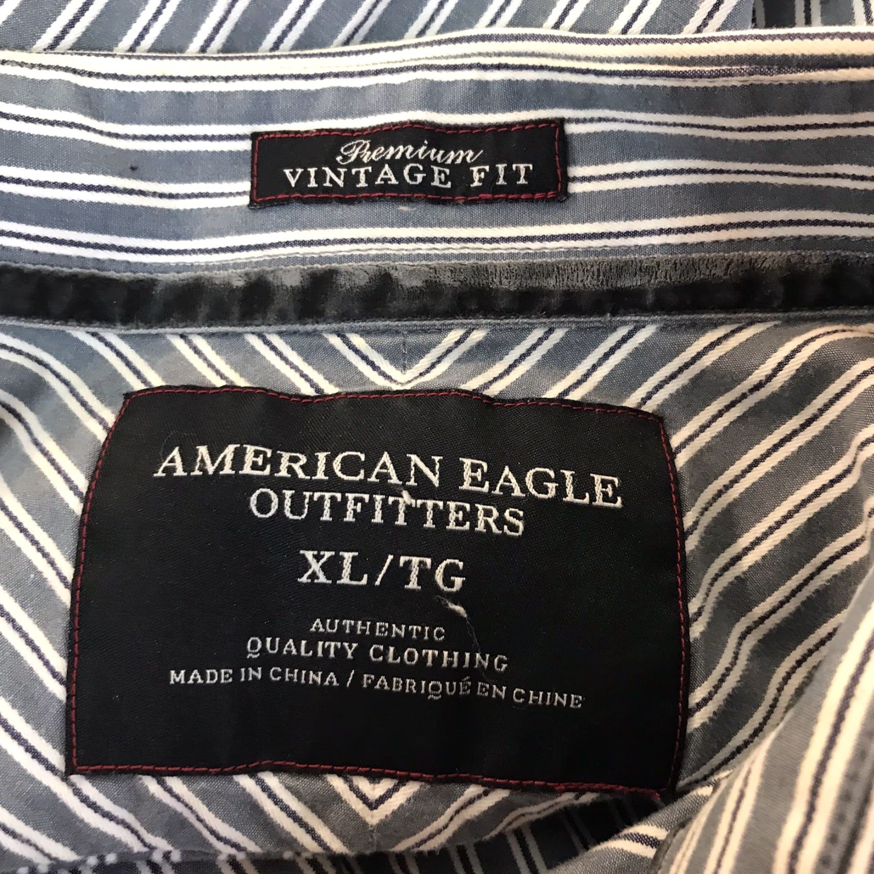 American Eagle Outfitters American Eagle Outfitters Premium Button Up Shirt Mens XL Gry/Wh Striped Regular Fit Size US XL / EU 56 / 4 - 3 Thumbnail