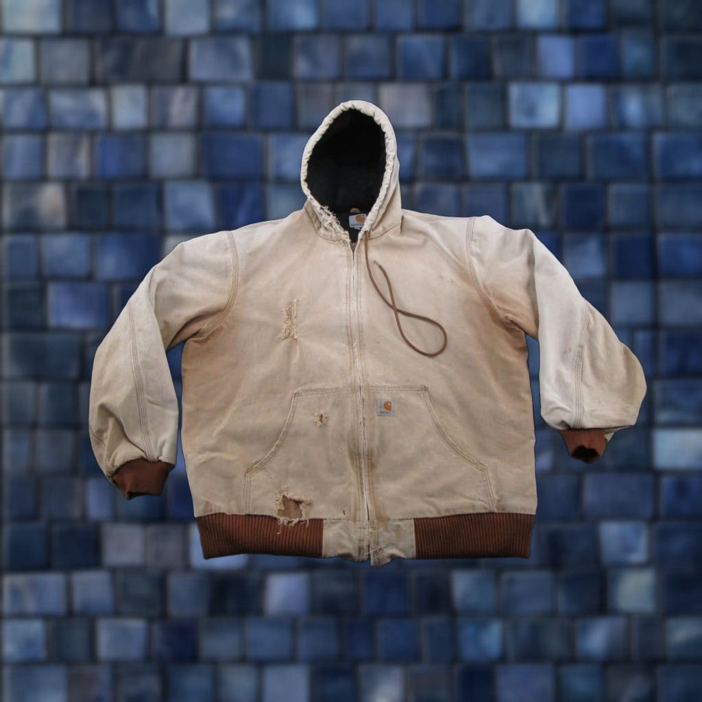 Carhartt VINTAGE Carhartt J140 Jacket XL Tall Brown Duck Quilted Lined Hooded USA Logo Bomber Workwear Mens BIG & TALL Jacket Size US XL / EU 56 / 4 - 1 Thumbnail