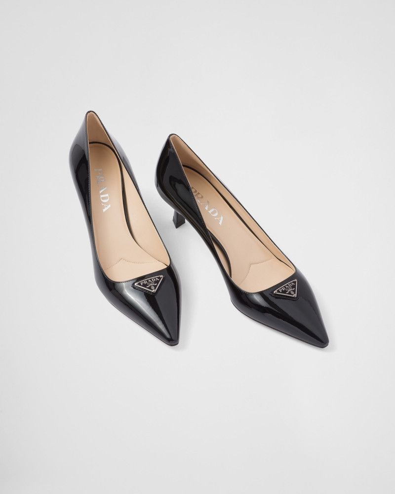 Prada o1B3y1r0426 Patent-Leather Pumps in Black Size US 11 / IT 41 - 5 Thumbnail