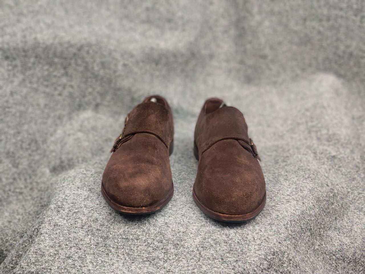 Vintage Gordon Bros Design Brown suede monk shoes with two straps Size US 12 / EU 45 - 6 Thumbnail