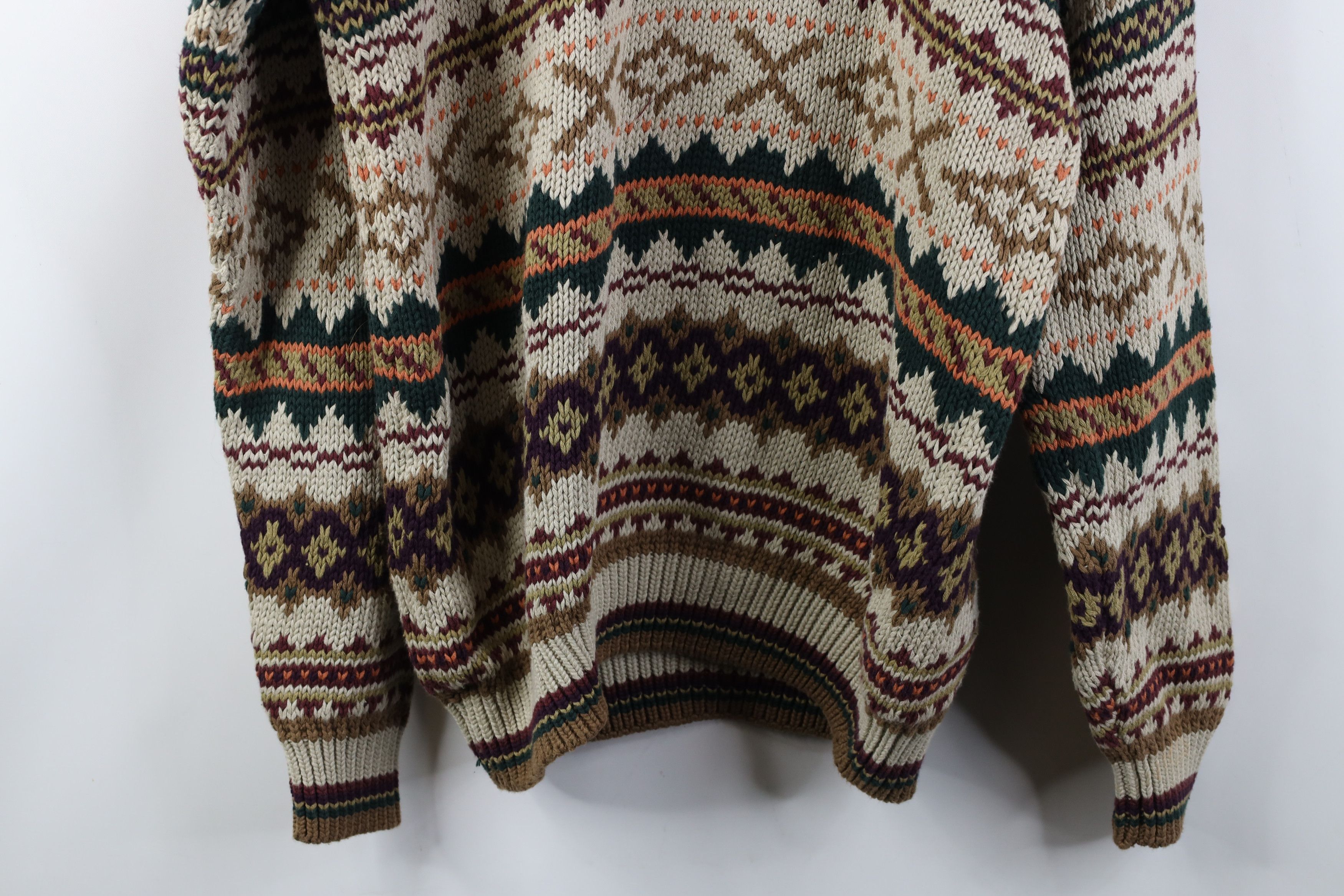 Vintage Deadstock Vintage 90s Streetwear Fair Isle Sweater Cotton Size US L / EU 52-54 / 3 - 10 Thumbnail