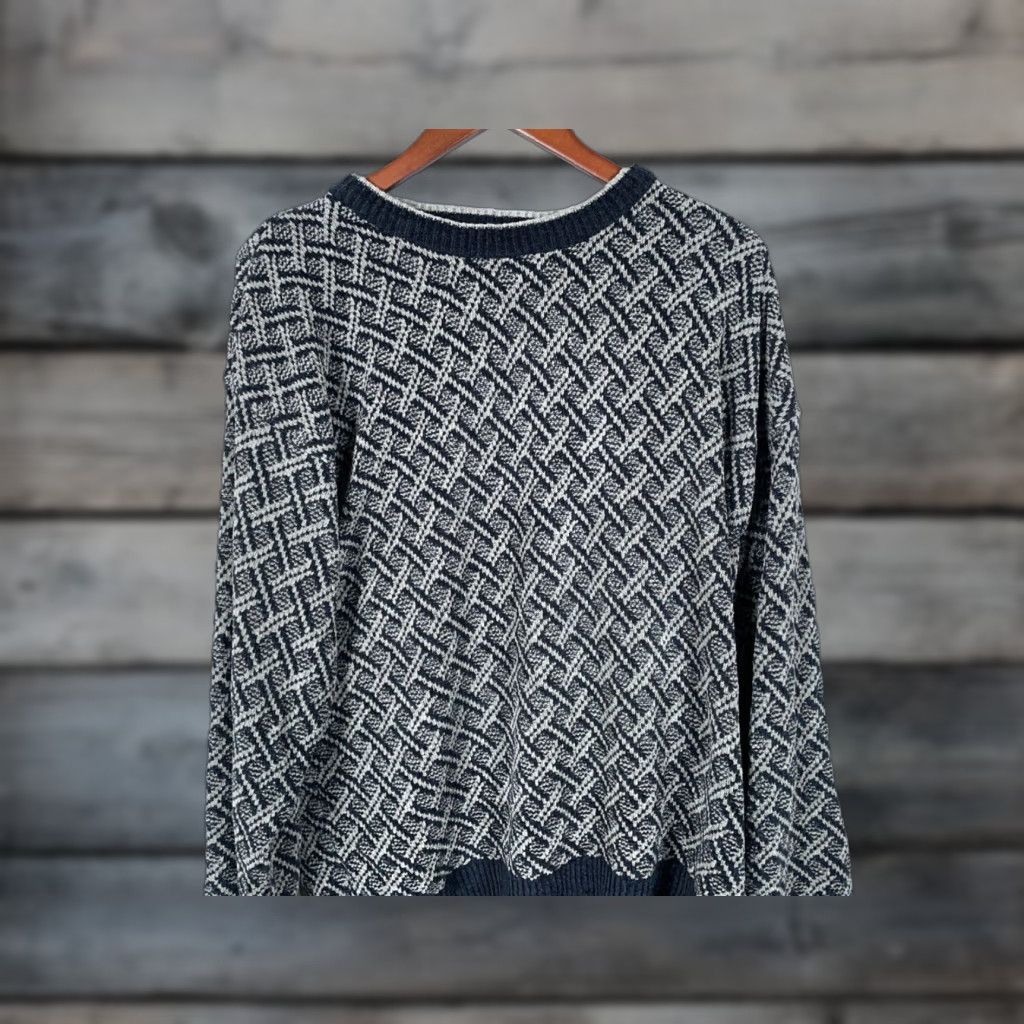 Vintage VTG Vintage Geometric 90s Dad Style Sweater Large L Gray Blue Knit Chunky-Knit Knit Acrylic Crew Neck Long Sleeve Pullover Casual Regular Men Size US L / EU 52-54 / 3 - 1 Thumbnail
