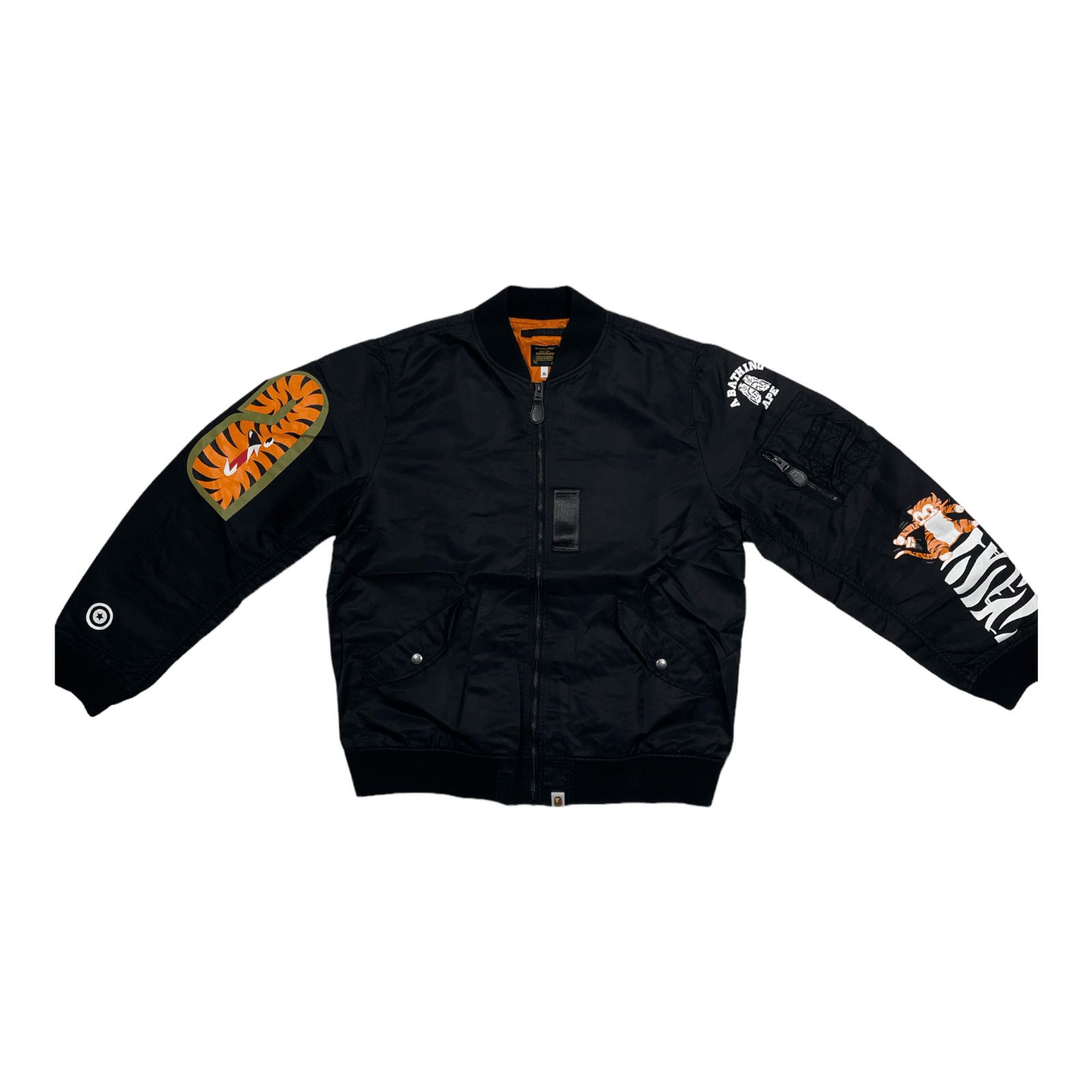 Bape Bape Split Tiger Shark MA1 Bomber Jacket Black Pre-Owned