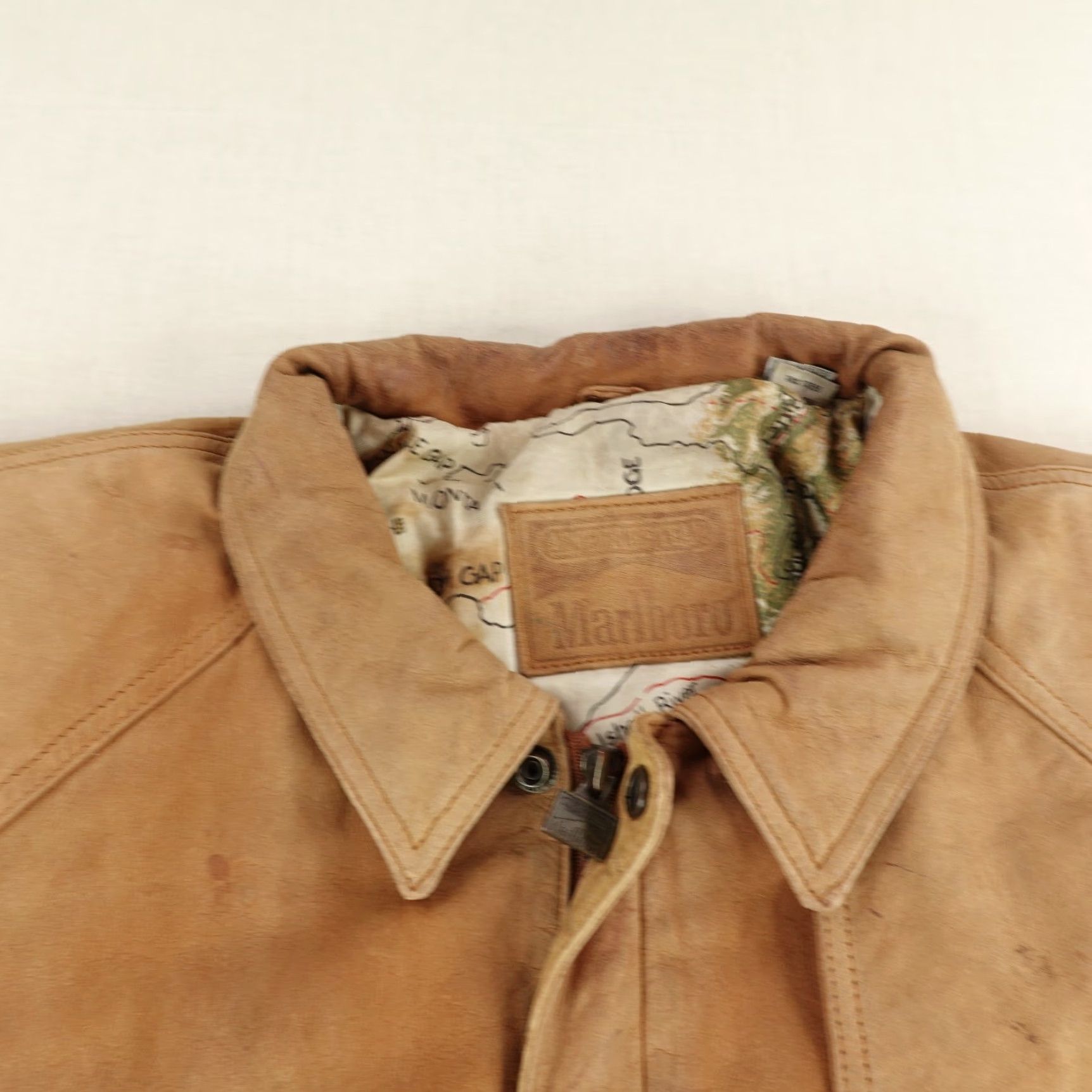 Marlboro VINTAGE Marlboro Jacket Mens XL Bomber Leather Zip Full Zip Lined Pockets 90s Outdoor Brown Men Size US XL / EU 56 / 4 - 2 Thumbnail