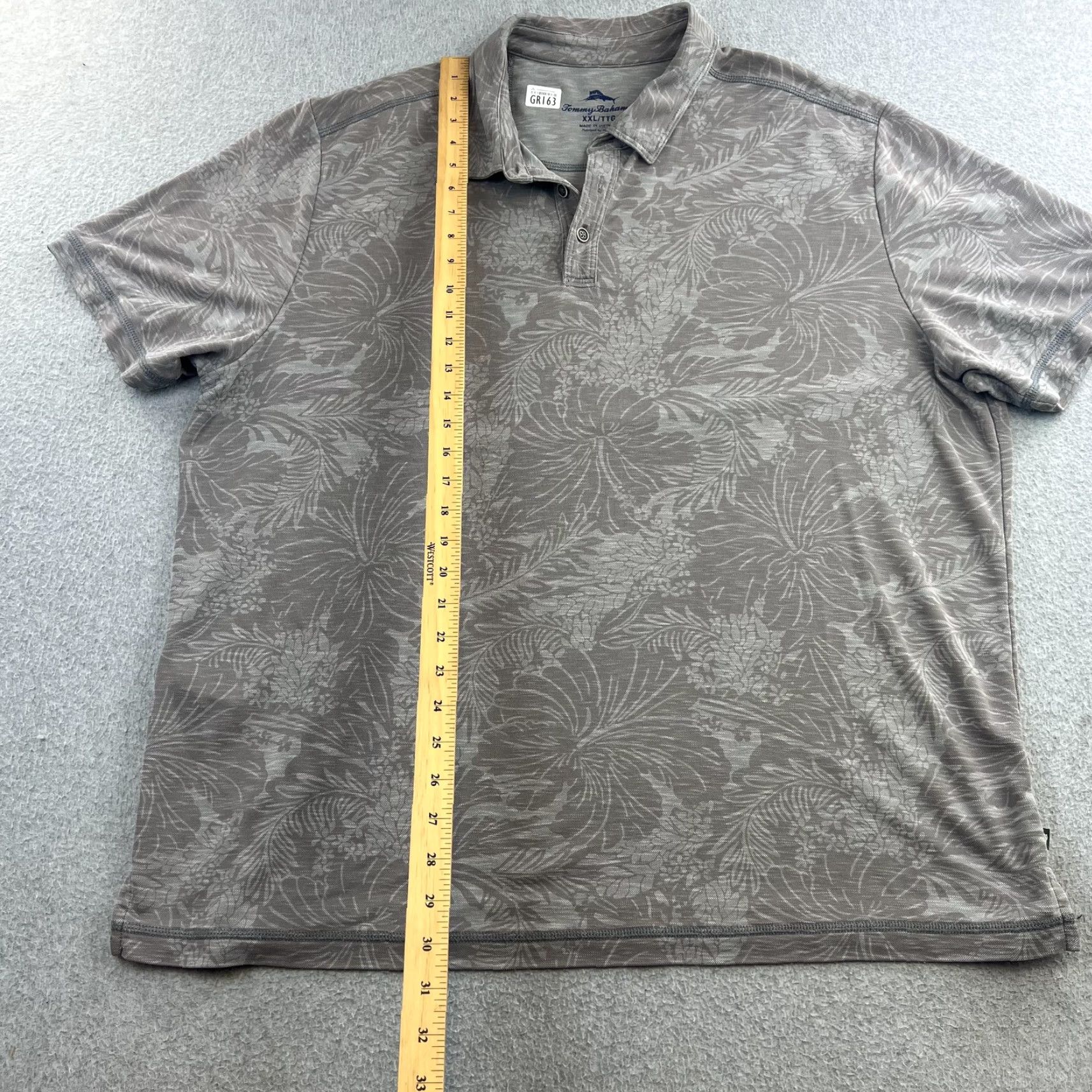 Tommy Bahama VINTAGE Tommy Bahama Polo Shirt Mens 2XL Gray Floral Tropical Knit Casual Golf Adult Size US XXL / EU 58 / 5 - 3 Thumbnail