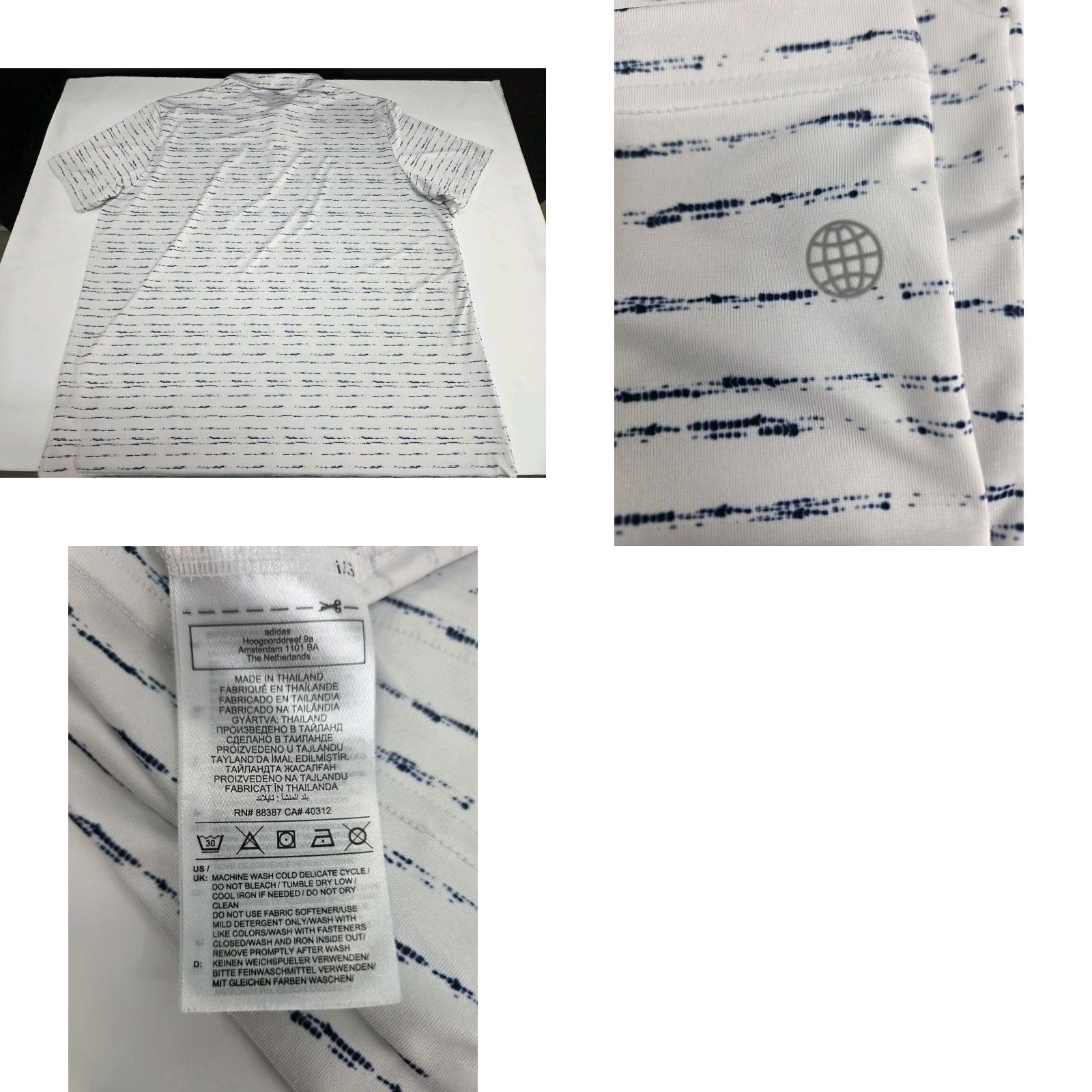 Adidas Adidas Polo Shirt 1/4 Zip Short Sleeve White/Blue Striped 2XL Men Big & Tall Shirt Mens Logo Zip Tailored Relaxed Fit Size US XXL / EU 58 / 5 - 8 Thumbnail