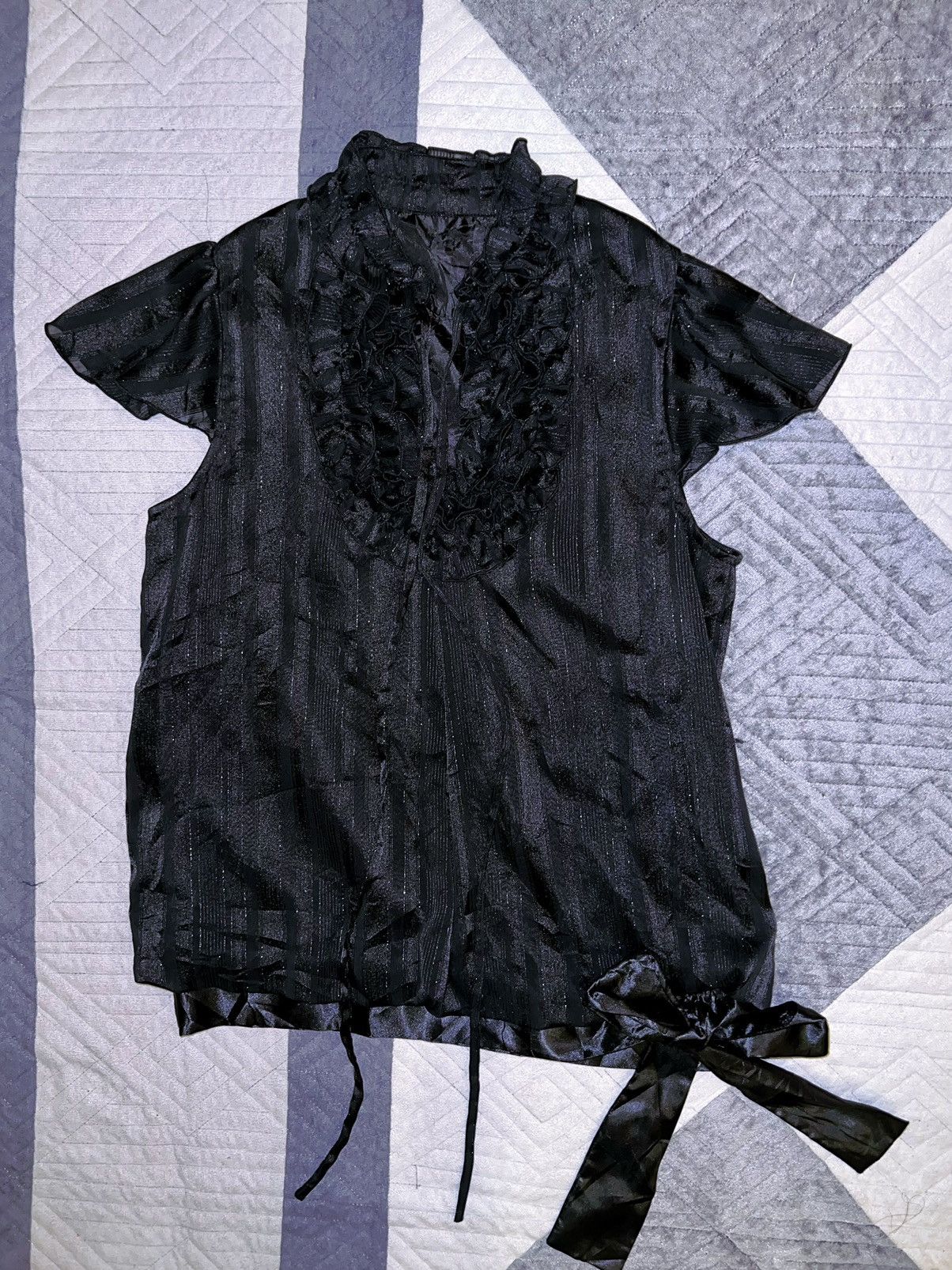 Japanese Brand THEORIA glitter ruffle blouse 📄🎀 Size M / US 6-8 / IT 42-44 - 4 Thumbnail