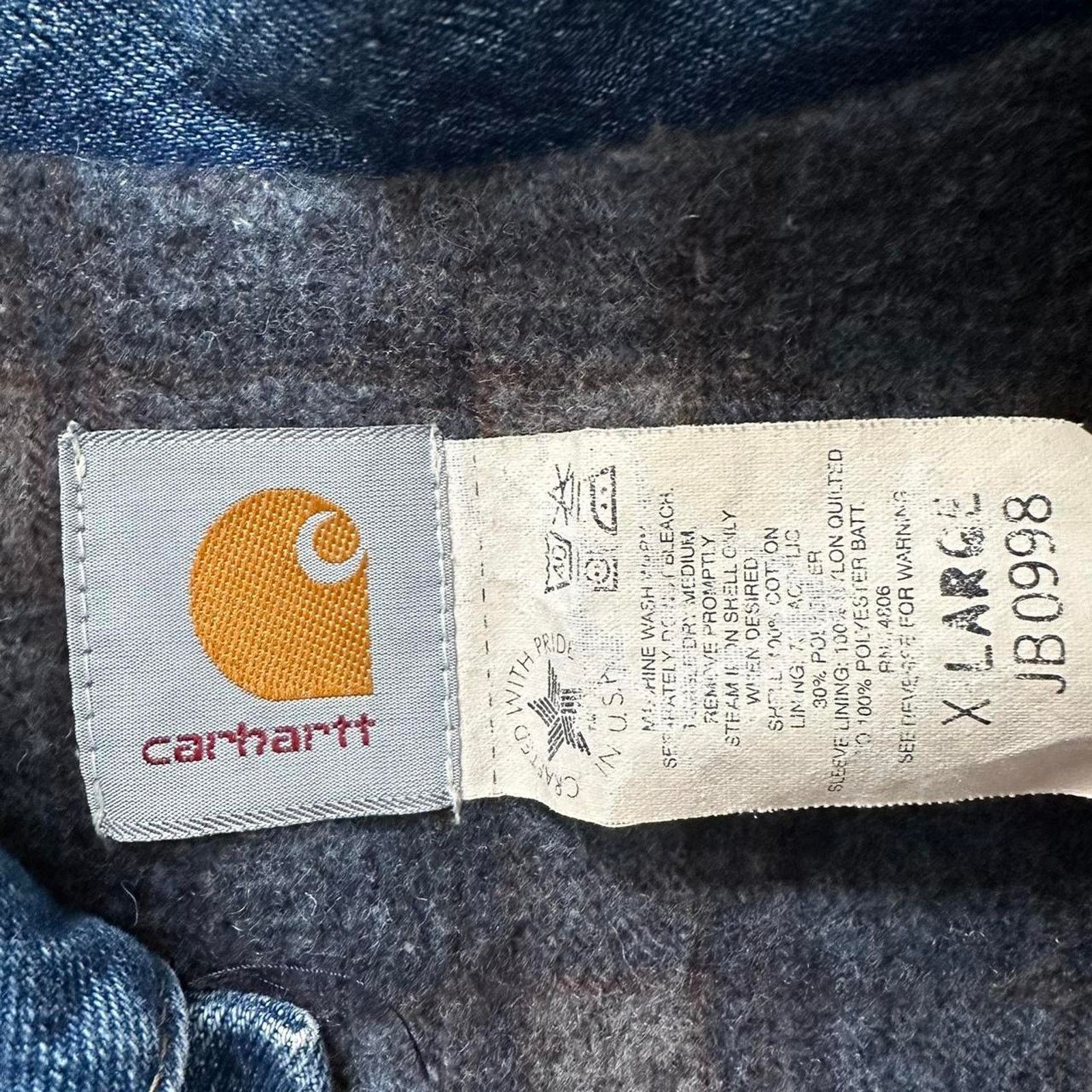 Carhartt Vintage 1997 Carhartt JB0998 Denim Jacket Blanket Lined XL Size US XL / EU 56 / 4 - 2 Thumbnail