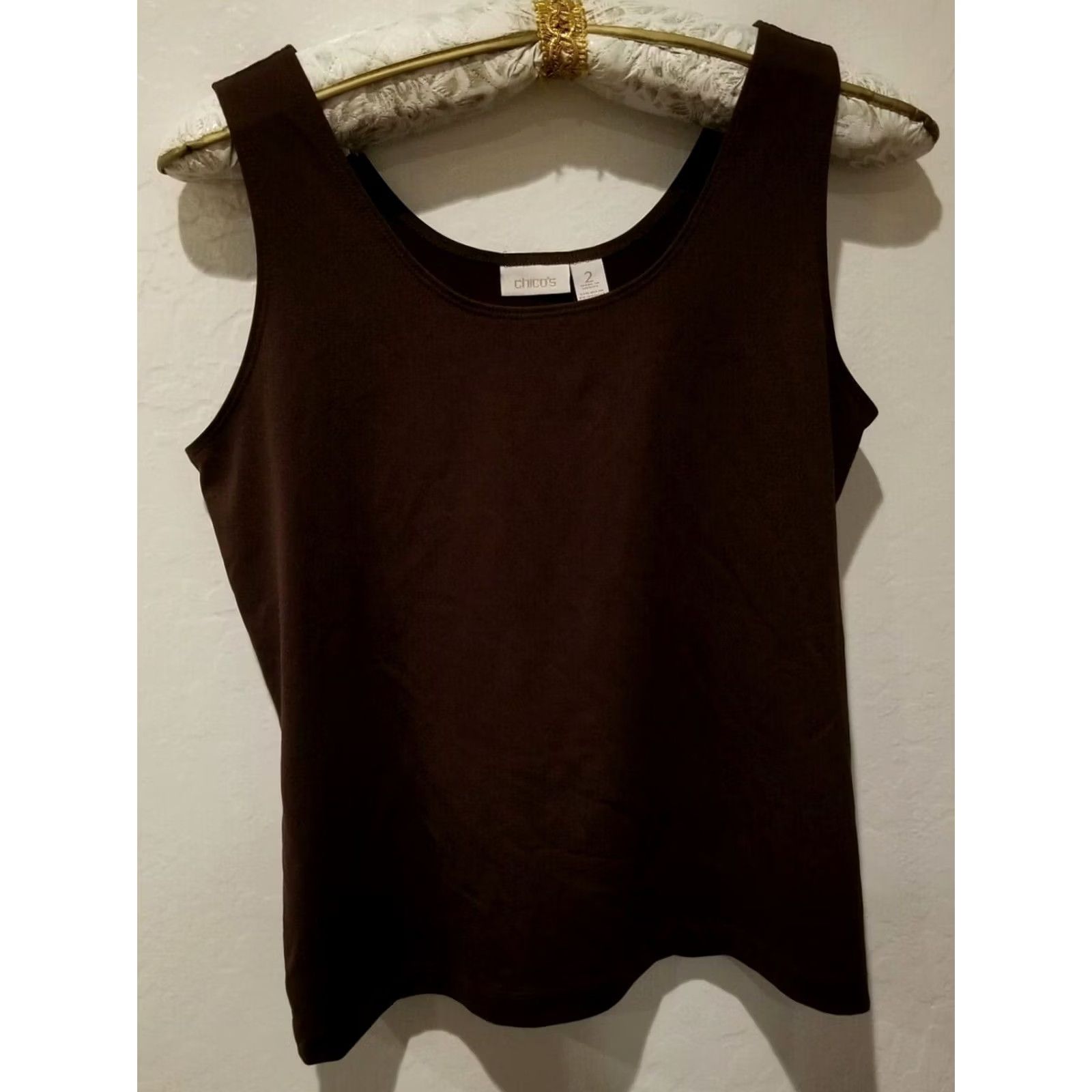 Vintage Chico's Womens Tank Top Sz 2 Organic Contemp Stretch Microfiber Scoop Neck Sleeveless Casual Brown Size XS / US 0-2 / IT 36-38 - 2 Thumbnail