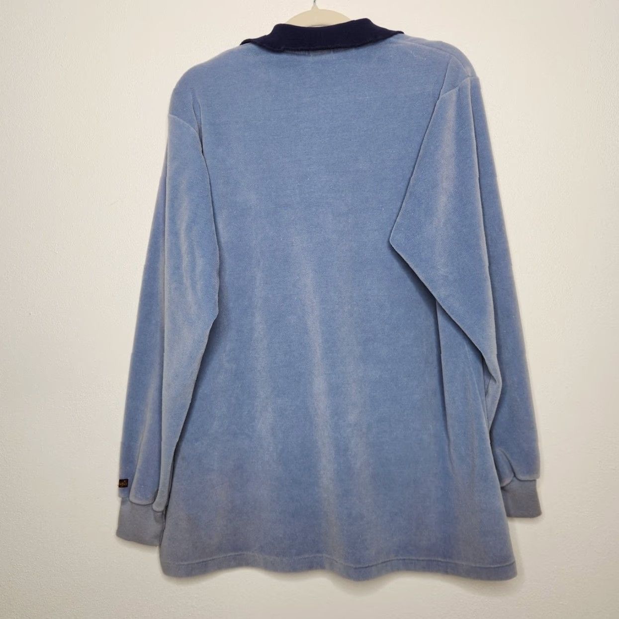 Wrangler VINTAGE Wrangler Crushed Velvet Velour Long Sleeve Henley Polo XL Blue Size US XL / EU 56 / 4 - 8 Thumbnail