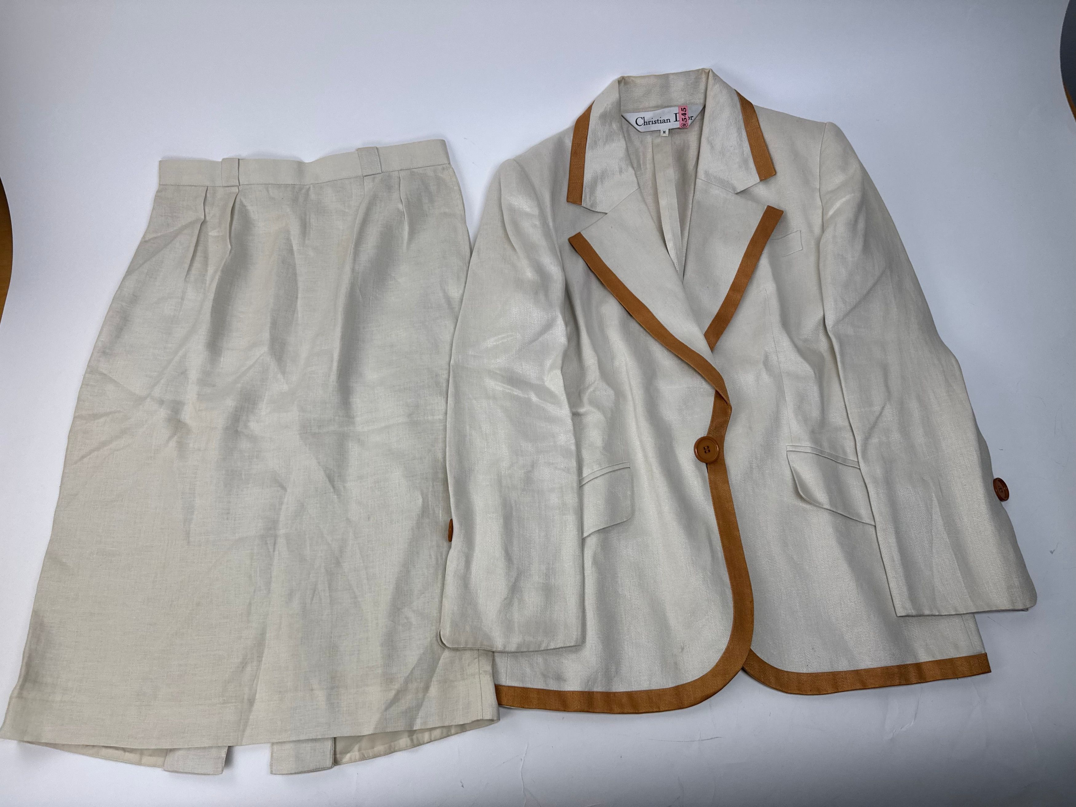 Dior Vintage Twin Set White Brown M/L Size S / US 4 / IT 40 - 1 Thumbnail