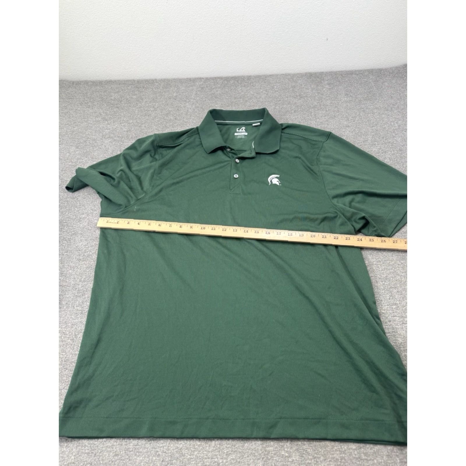 Cutter & Buck Michigan State Spartans Polo Shirt Men's 2XL Golf Stretch Performance Highlighted Logo Green State 2XL Mens Polo Size US XXL / EU 58 / 5 - 6 Thumbnail