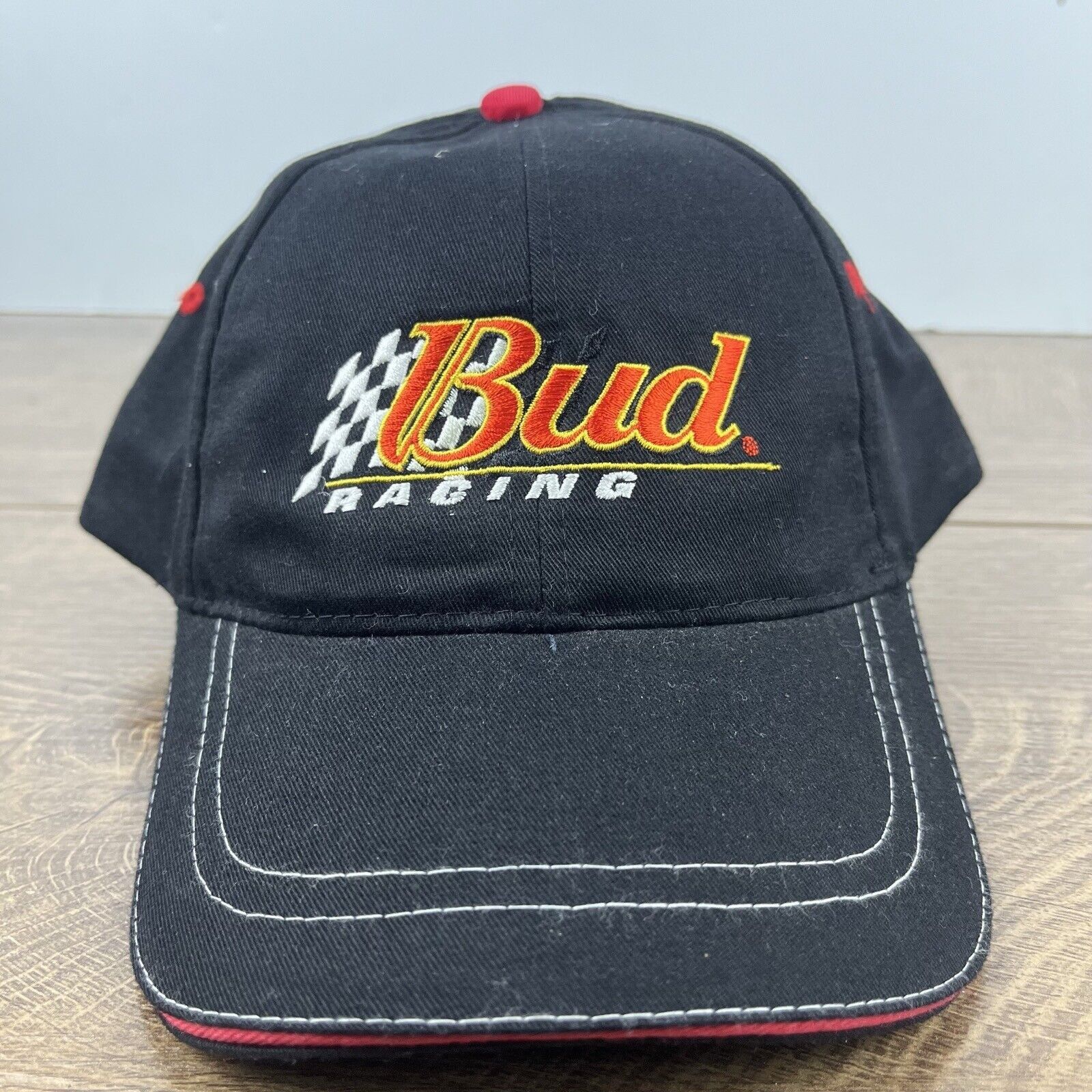 Budweiser Bud Racing Hat NASCAR Budweiser Hat Black Hat Adjustable Bla Size ONE SIZE - 4 Thumbnail