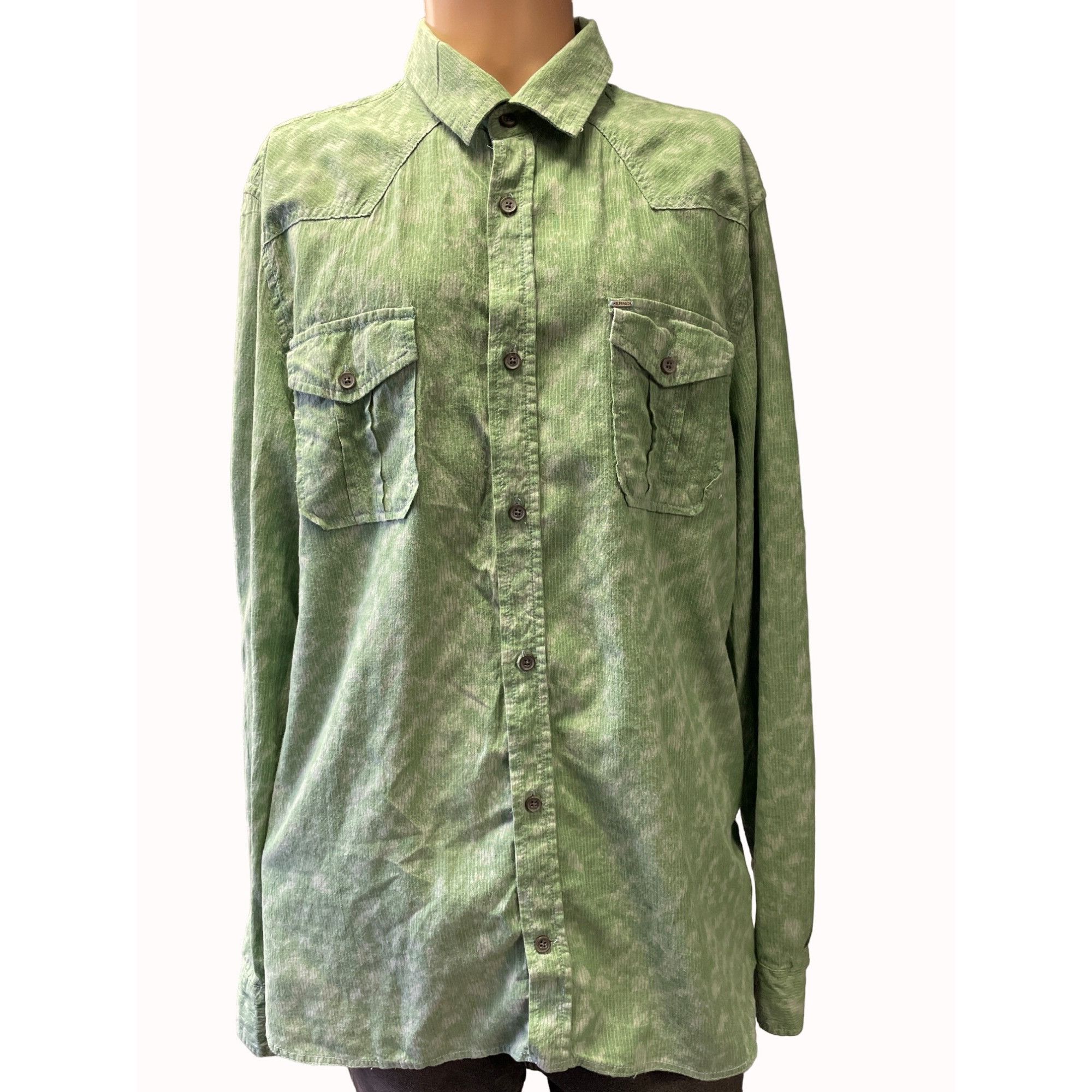 Buffalo David Bitton Buffalo David Bitton Men's Green Button up Long Sleeve Shirt Size US XL / EU 56 / 4 - 1 Thumbnail