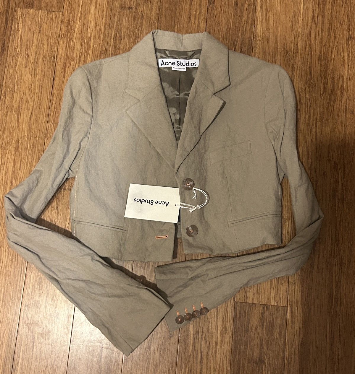 Acne Studios Acne Studios Crinkle Finish Cropped Suit Jacket Size XS / US 0-2 / IT 36-38 - 7 Thumbnail