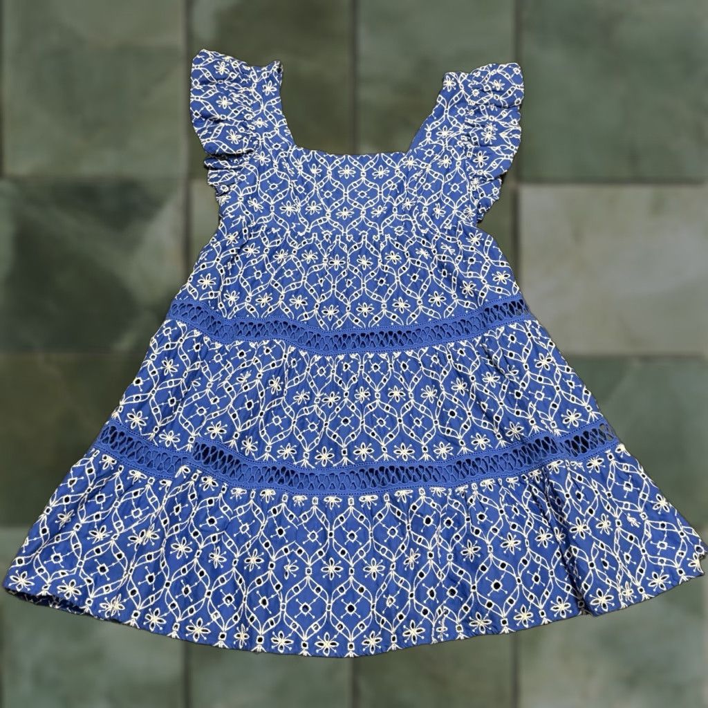 Lilly Pulitzer Lilly Pulitzer Morrie Eyelet Ruffle Sleeve Dress Mini - Blue - Size 4 - Womens Size S / US 4 / IT 40 - 1 Thumbnail