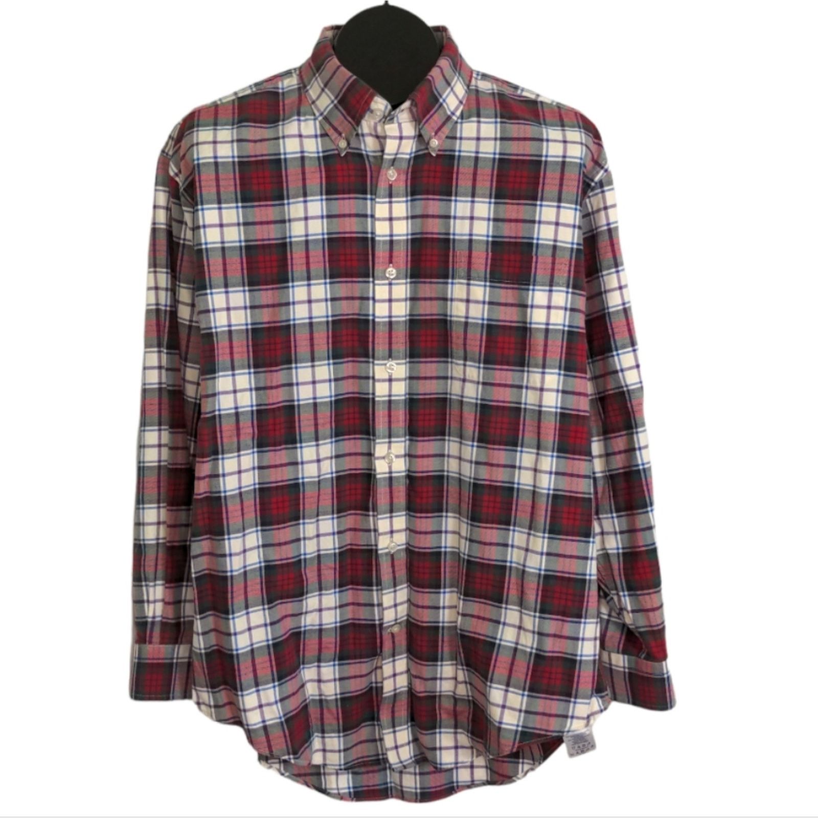 Lands' End LANDS' END Tailored Red Plaid Button Down Shirt Men's 17-33 Size US XL / EU 56 / 4 - 1 Thumbnail