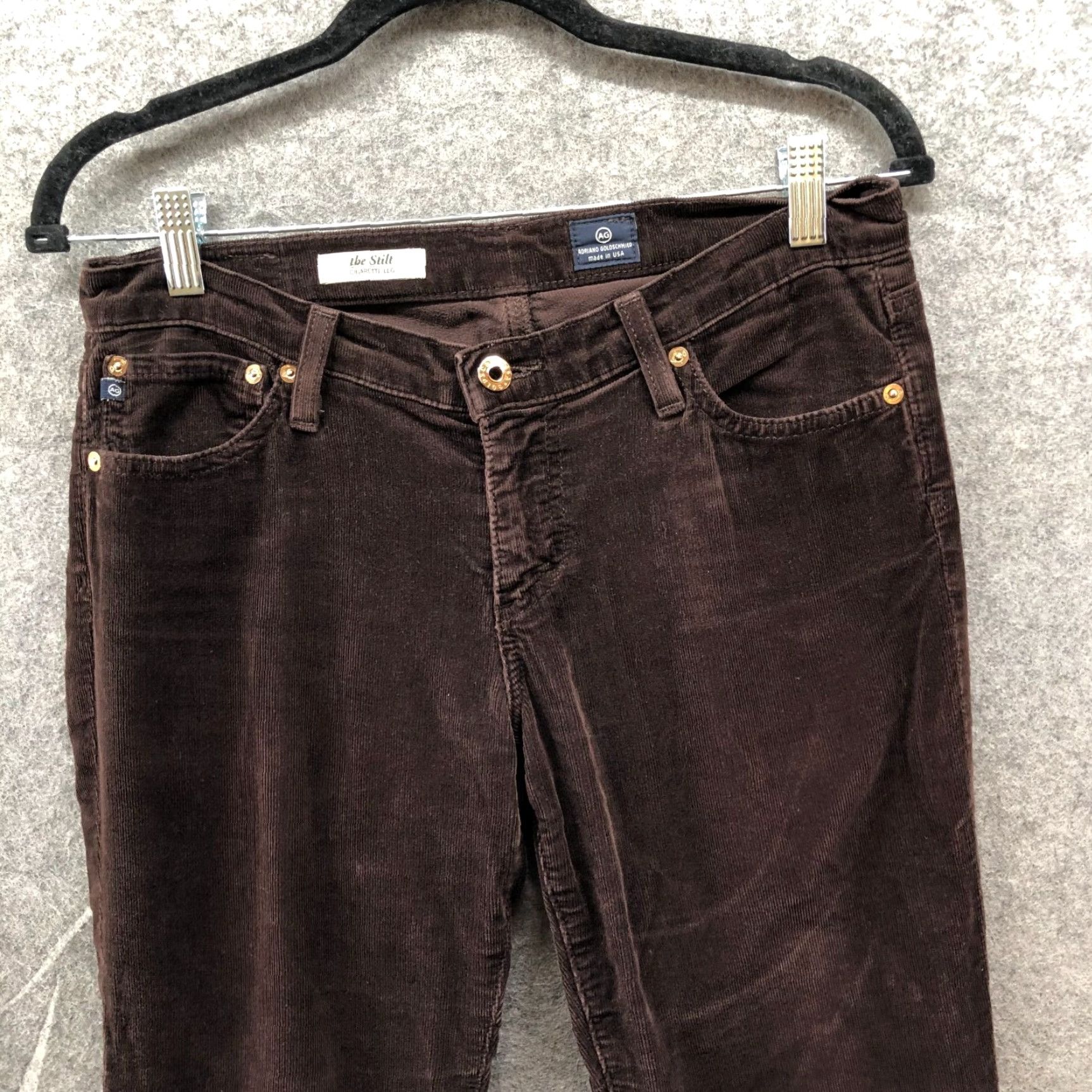 Vintage VINTAGE AG Adriano Goldschmied The Stilt Cigarette Leg Corduroy Pants Womens 28R Brown Size 28" / US 6 / IT 42 - 3 Thumbnail